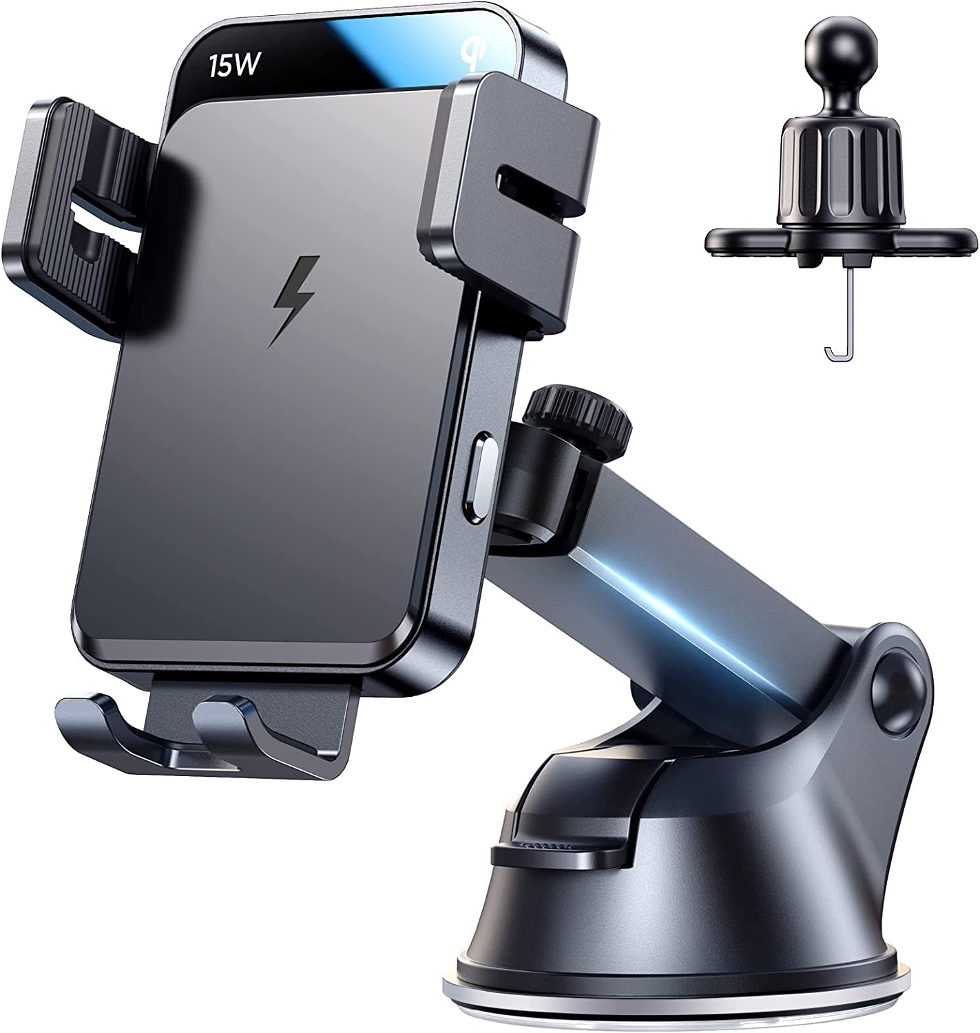 Wireless Car Charger,15W Qi Fast Charging Car Charger Phone Holder Mount, Auto-Clamping Alignment Windshield Dashboard Air Vent Cell Phone Holder for Iphone 13 12 11 Pro Max XS 8, Galaxy S22/S20+ Etc  JOYROOM   