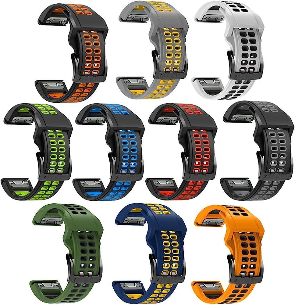 REYDA Silicone Band Compatible for Garmin Fenix 7/6/6 Pro/5/5 Plus, Soft Breathable Silicone Metal Bracelet Sport Wristband Replacement Band for Garmin Forerunner 935/945/955/965/Approach S60/S62  REYDA   