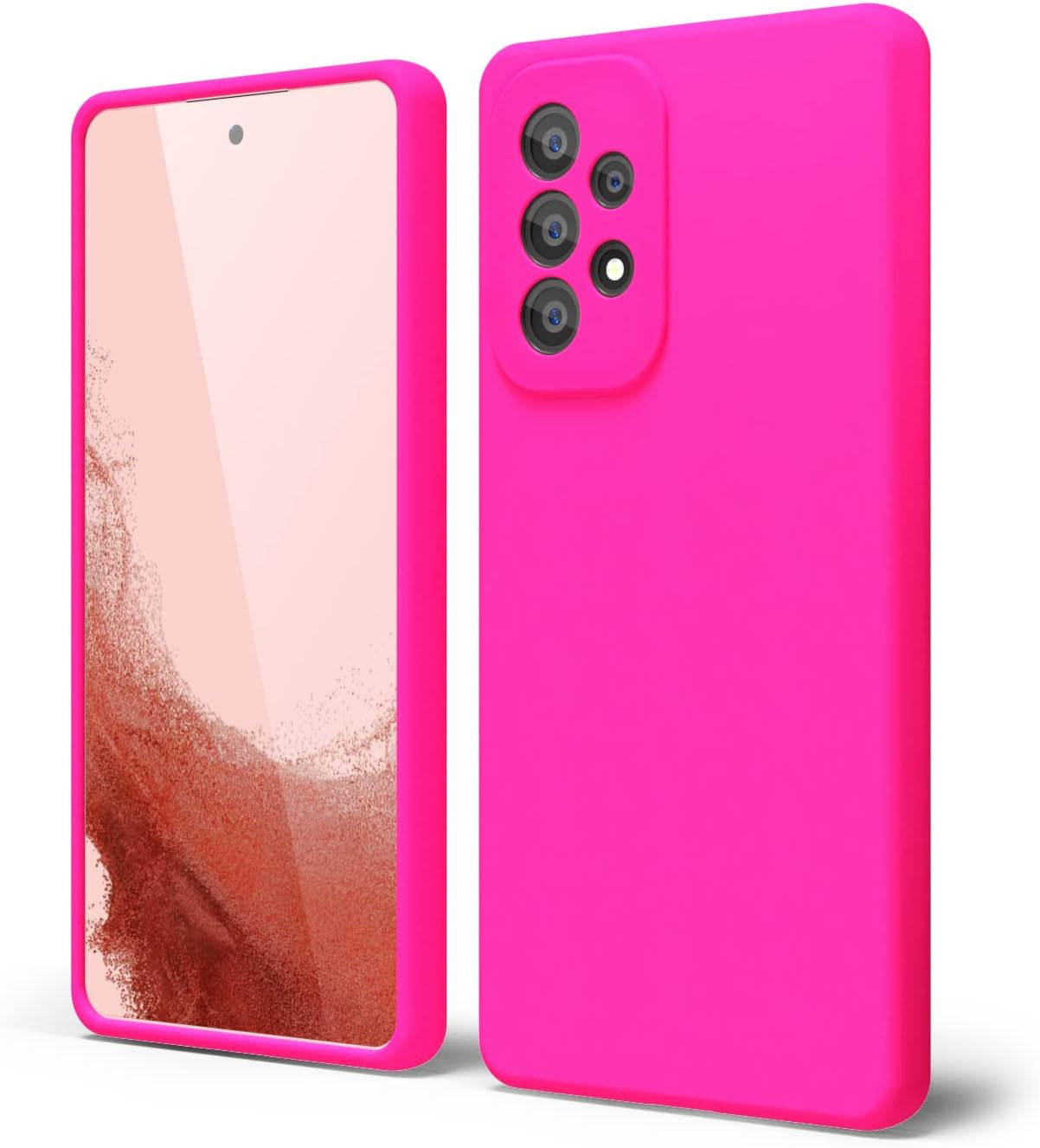 Oakxco for Samsung Galaxy A53 Phone Case Liquid Silicone, Cute Thin Slim Soft Rubber TPU Plain Smooth Gel Cover for Women Girl, Matte Solid Protective & Shockproof, Black  oakxco Hot Pink A53 
