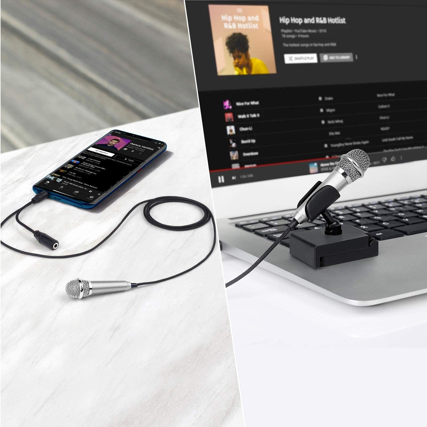 Uniwit Mini Portable Vocal/Instrument Microphone for Mobile Phone Laptop Notebook Apple Iphone Sumsung Android with Holder Clip - Silver  Uniwit   