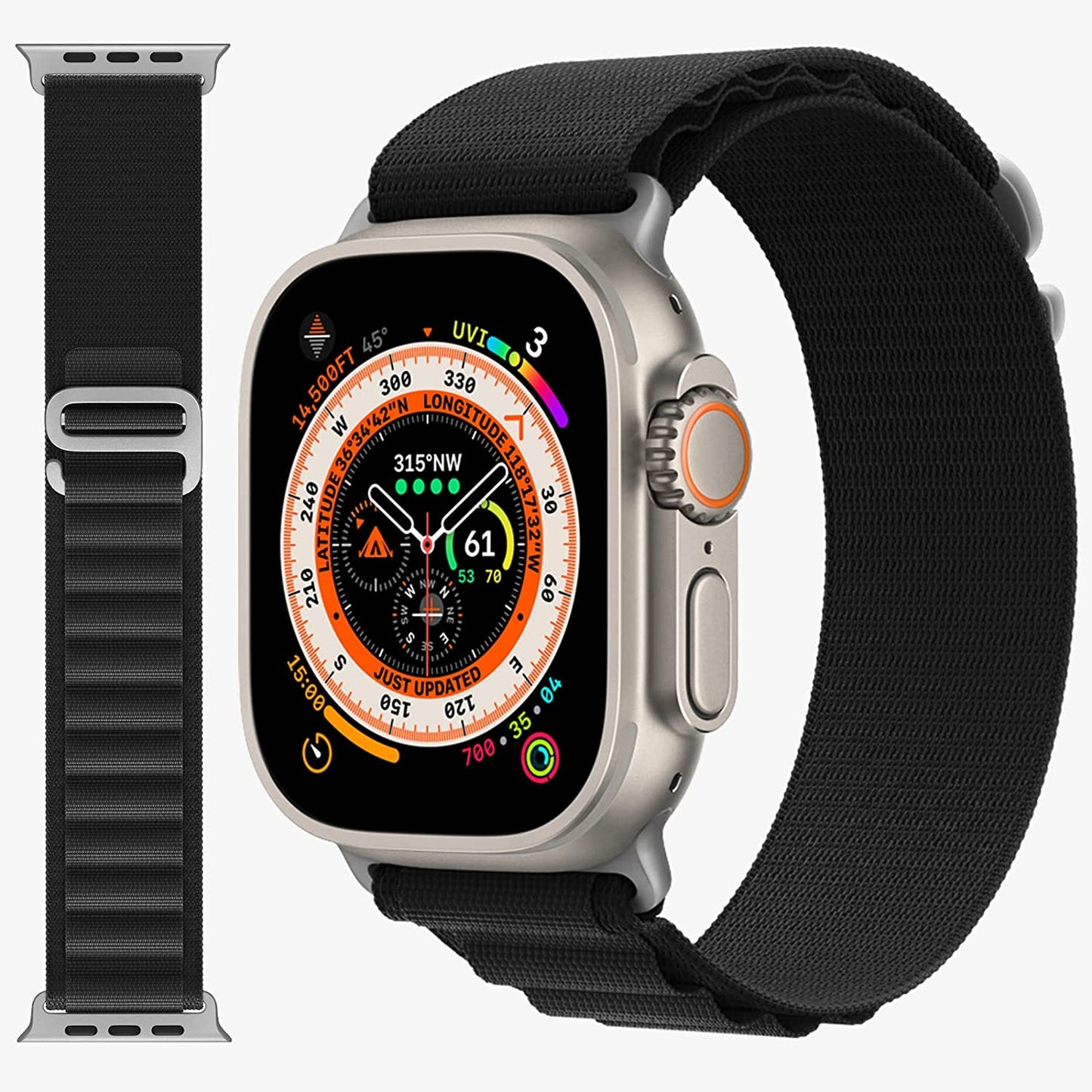 DAISDJUY 5 Pack Alpine Loop Sport Nylon Bands Compatible with Apple Watch Ultra 49Mm 45Mm 44Mm 42Mm 41Mm 40Mm 38Mm, Stretchy Rugged Woven Solo Loop Wristband Adjustable with Metal Titanium G-Hook Strap Compatible with Iwatch Series  DAISDJUY   