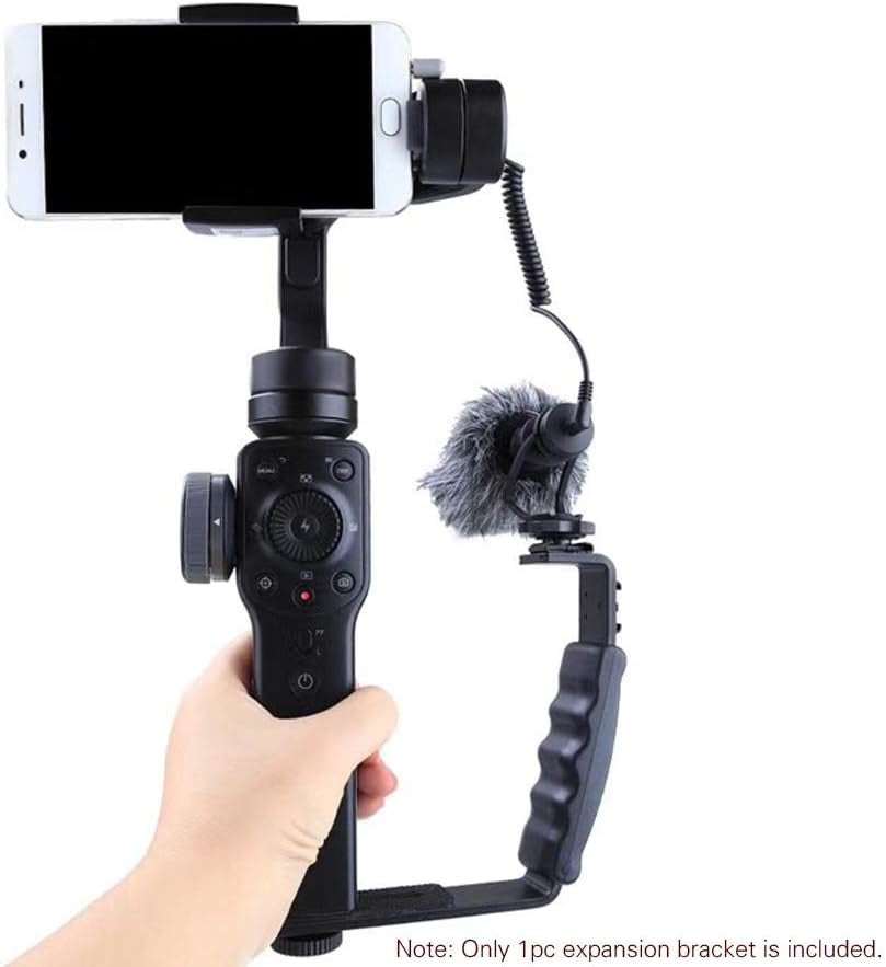XIXIAN Handheld L-Shaped Gimbal Expansion Bracket Holder with 2 Hot Shoe Mounts Accessory Replacement for Mobile Smooth 4 Gimbal Stabilizer for Microphone Video Light  XIXIAN   