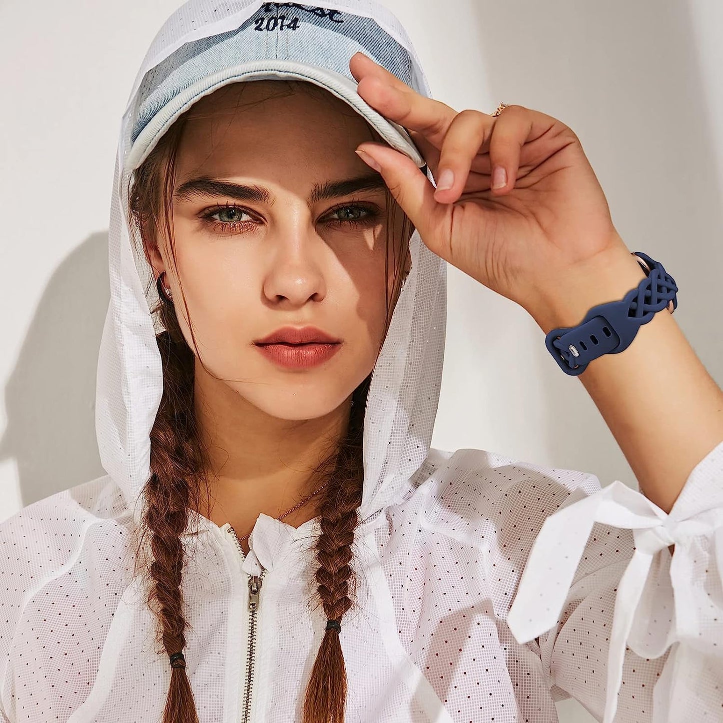 Braided Silicone Bands Compatible with Apple Watch 38Mm 40Mm 41Mm for Women, Slim Thin Narrow Hollow-Out Replacement Strap Cute Wristbands Adjustable for Iwatch Series SE 8/7/6/5/4/3/2/1 Women 2 Pack  Bandiction   