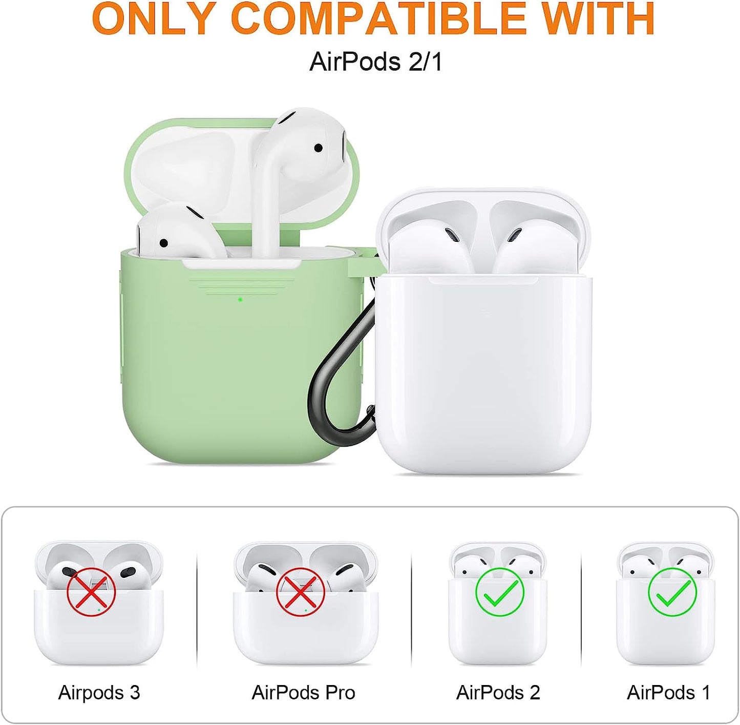SUPFINE (2 in 1) for Airpod Case Cover, Soft Silicone Protective and Airpod Cleaner Kit Compatible with Airpods 2Nd Generation Charging Case (Light Matcha)  SUPFINE   