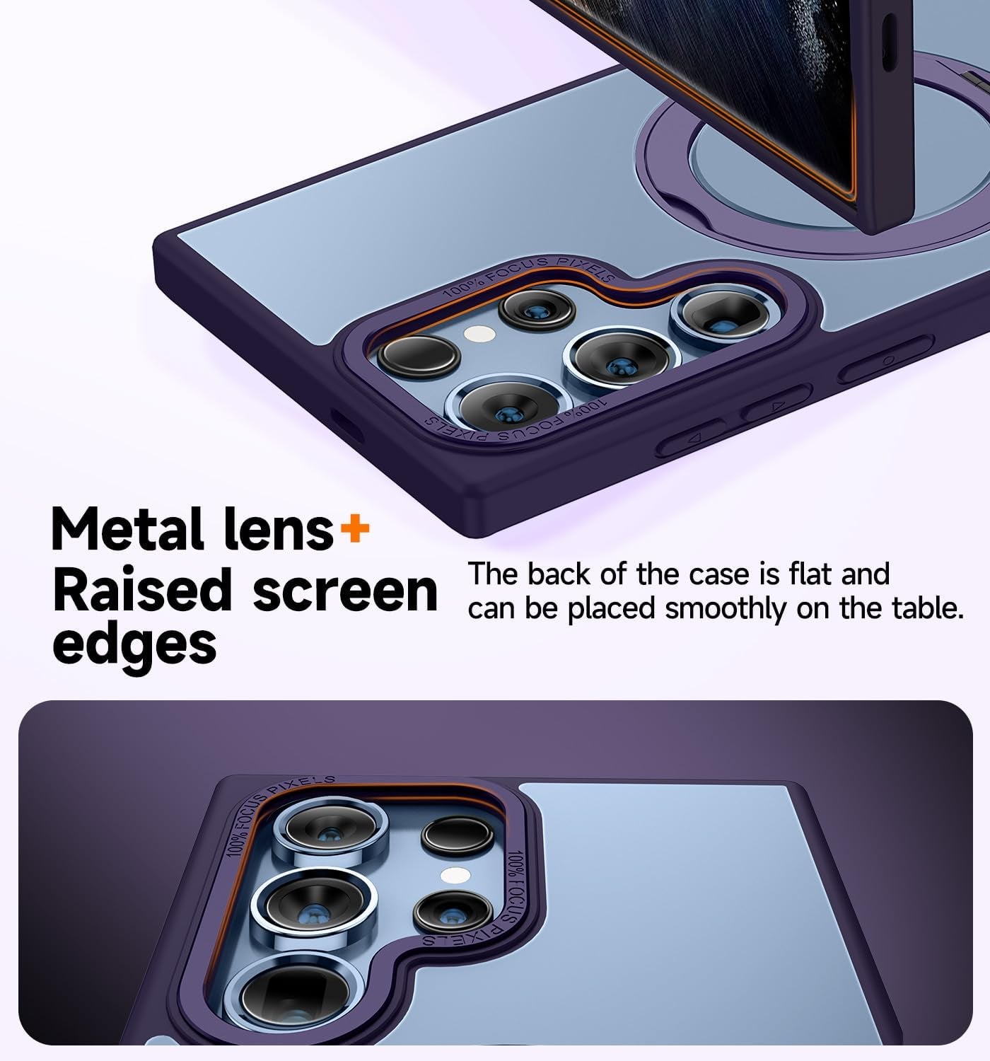 MAGIC JOHN Magnetic Case for Samsung Galaxy S22 Ultra Case [Compatible with Magsafe] [With Rotatable Magnetic Metal Stand][Military Grade Shockproof][Anti Yellowing] Matte Back Soft Edge,Purple  MAGIC JOHN   