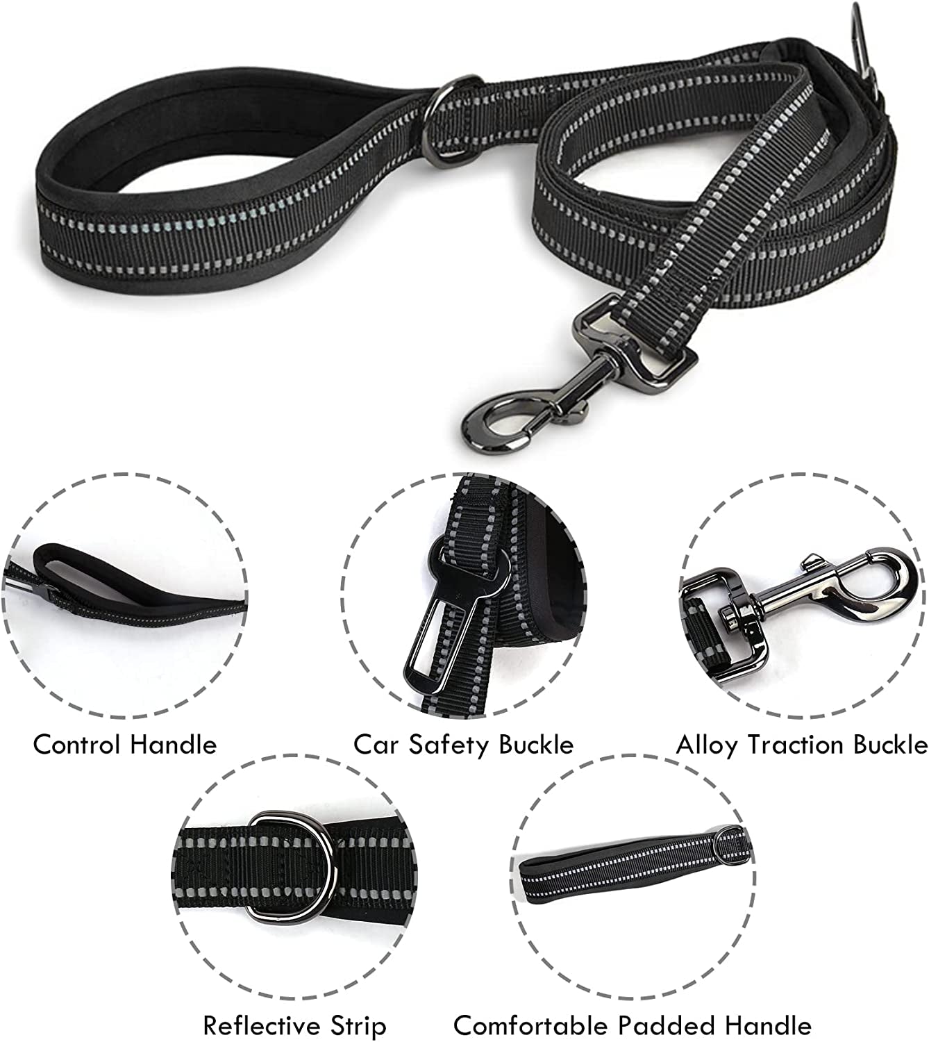 Ufandia Airtag Dog Collar, Reflective Air Tag Dog Collar GPS Pet Collar and Leash Set Combo, Padded Airtag Case Holder Dog Collar with 6 Ft Dog Traction Rope for Medium & Large Dogs  Ufandia   