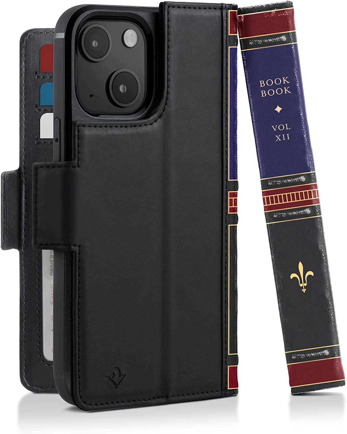 Twelve South Bookbook for Iphone 14 plus | Magsafe Compatible Full-Grain Leather Wallet Case with Display Stand + Removable Stand-Alone Leather Accent Case, Brown  Twelve South Black BookBook iPhone 14 Plus