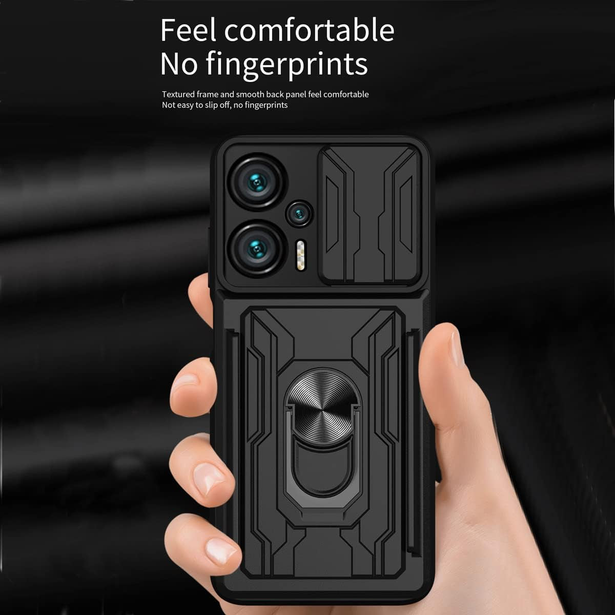 Ccsmall for Xiaomi Poco X4 GT 5G Case Sliding Window Case with Card Holders, Cover with Slide Camera Protection Built-In Magnetic Kickstand Case for Xiaomi Poco X4 GT 5G LJK Black  CCSmall   