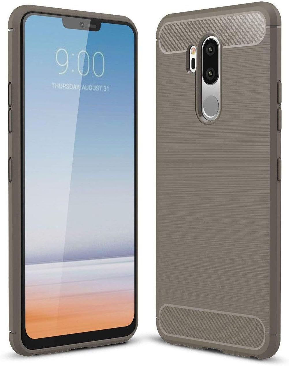 Vultic [Carbon Fiber] Case for LG G7 Thinq, Durable [Shock Absorption] Slim TPU Matte Lightweight Bumper Cover (Grey)  Vultic   