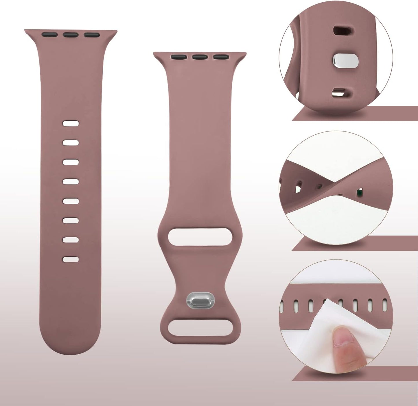 Tighesen Sport Bands Compatible with Apple Watch Band 38Mm 40Mm 41Mm 42Mm 44Mm 45Mm 49Mm S/M M/L for Women/Men Waterproof Soft Silicone Replacement Strap Accessories for Iwatch Ultra SE Series 8/7/6/5/4/3/2/1(Smokey Mauve, 38/40/41Mm M/L)  SinceC   