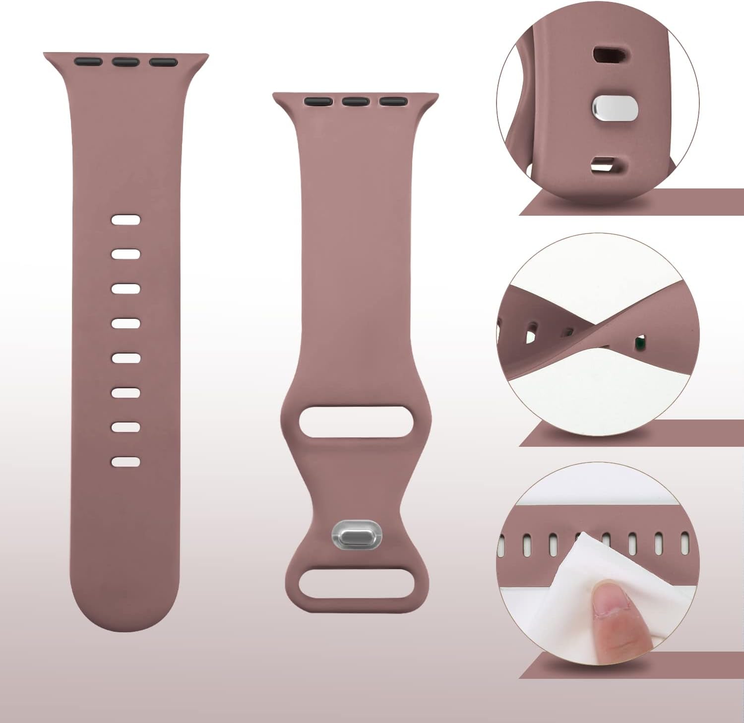 Tighesen Sport Bands Compatible with Apple Watch Band 38Mm 40Mm 41Mm 42Mm 44Mm 45Mm 49Mm S/M M/L for Women/Men Waterproof Soft Silicone Replacement Strap Accessories for Iwatch Ultra SE Series 8/7/6/5/4/3/2/1(Smokey Mauve, 38/40/41Mm M/L)  SinceC   