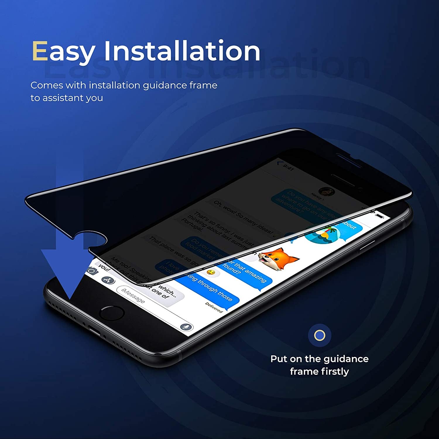 Oribox Privacy Screen Protector for Iphone 8, 7,SE 2020 (4.7 Inch) Anty- Spy Tempered Glass Screen Protector,2-Pack  ORIbox   