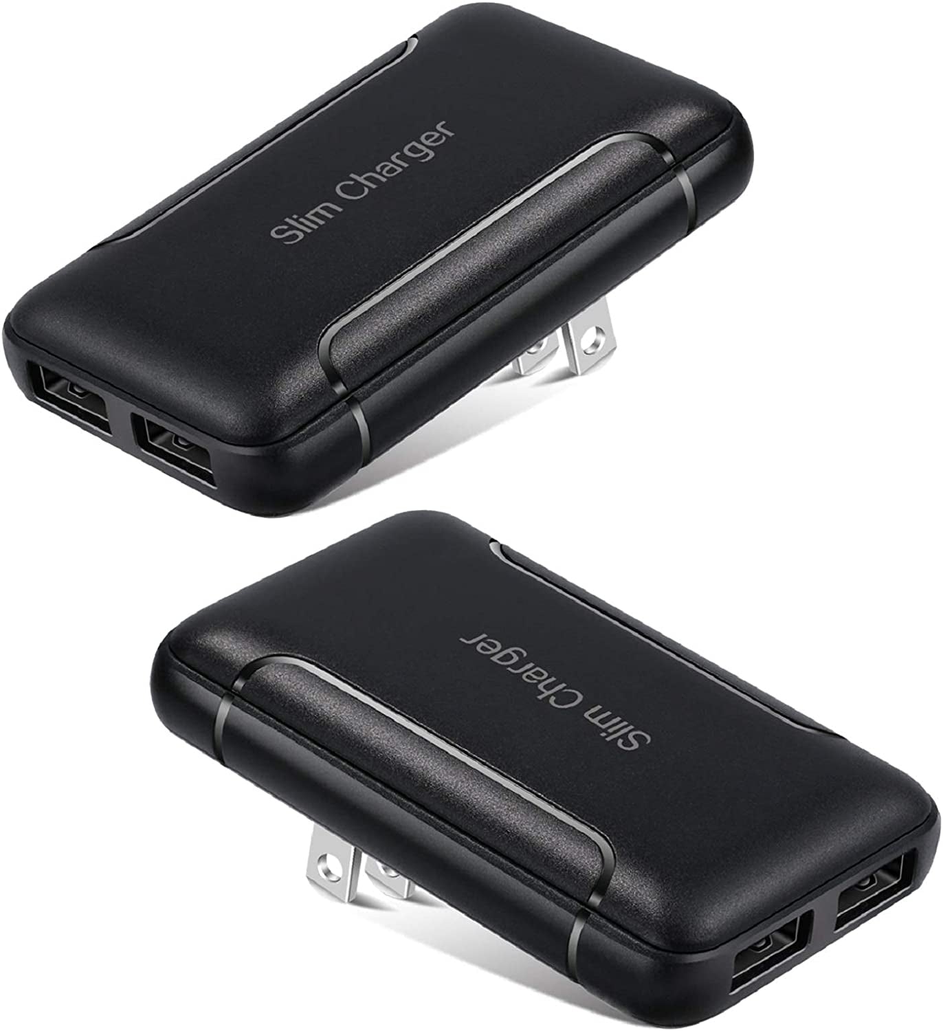 USB Wall Plug, Excgood Flat USB Wall Charger Smart Slim USB Plug for Wall Outlet Compatible with Iphone 14 Pro Max/13/12/11/Xr/Xs/X, Galaxy A03S/A13/A12/S22/S21/S20/10/9/8, Webcam, 2-Pack,White  Guangzhou Banghuan E-Commerce Co.,LTD. Black  