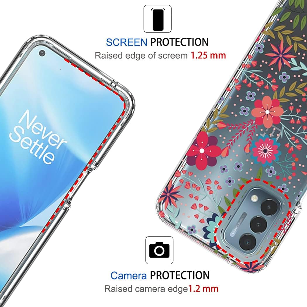 Zoeirc Case for Oneplus Nord N200 Case, Oneplus N200 5G Clear Case for Girls, Soft TPU 360 Full Body Shockproof Hybrid Bumper Crystal Clear Phone Case Cover for Oneplus Nord N200 5G (Floral Prints)  Zoeirc   