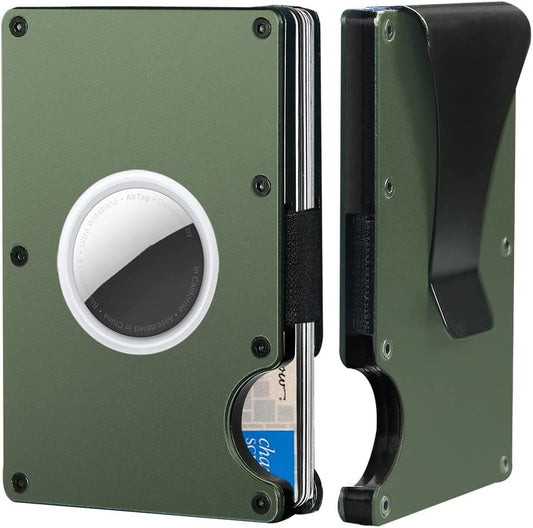 Minimalist Airtag Wallet with Money Clip(No Airtag), Slim Wallets for Men Front Pocket Credit Card Holder RFID Blocking Metal Wallets Ultra-Thin Card Cash Organizers Gifts for Men  Ciyuhome   