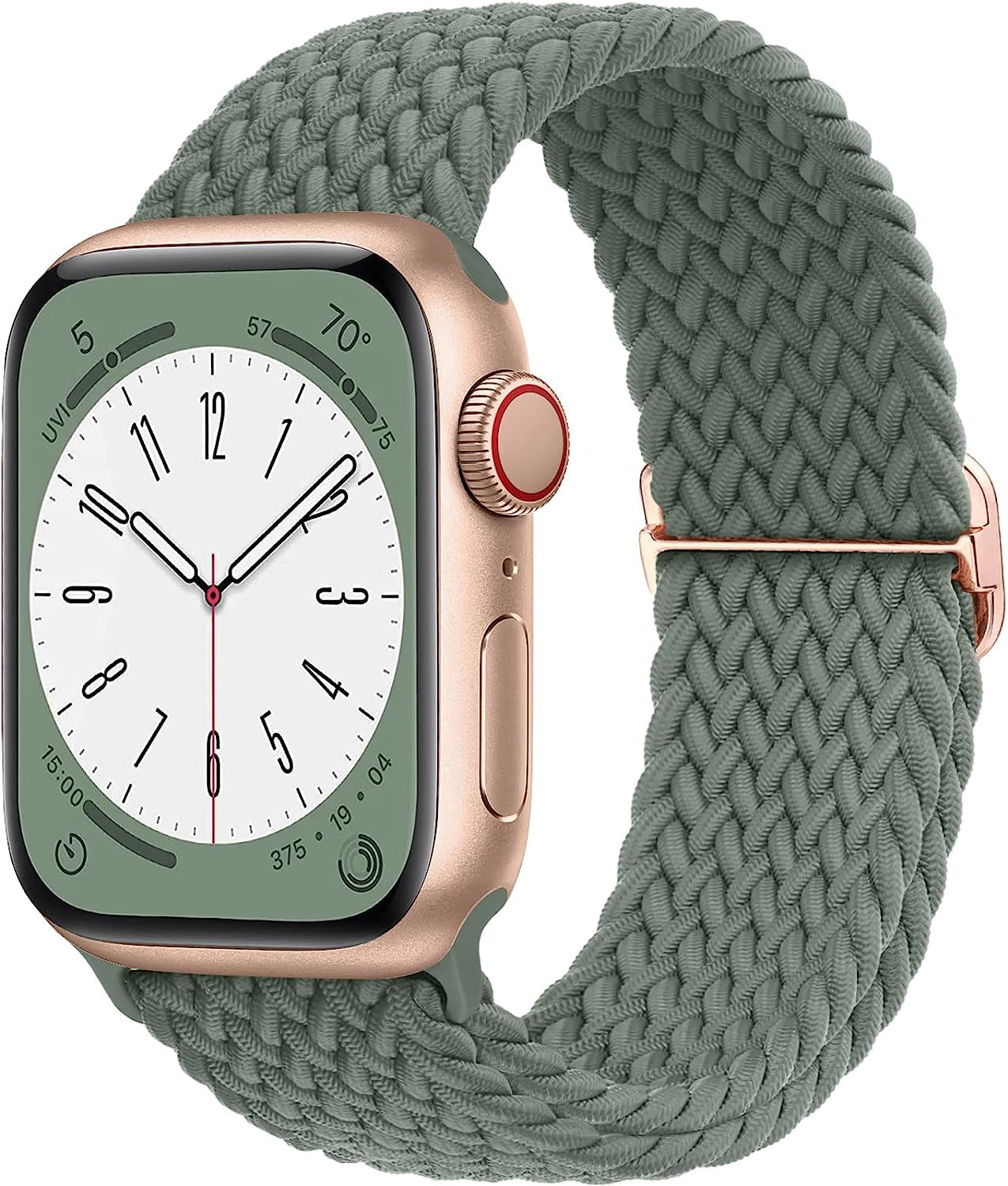 Merlion Stretchy Braided Solo Loop Compatible with Apple Watch Band 38Mm 40Mm 41Mm 42Mm 44Mm 45Mm 49Mm, Sports Adjustable Elastic Straps for Iwatch  Merlion Green 42MM/44MM/45MM/49MM 