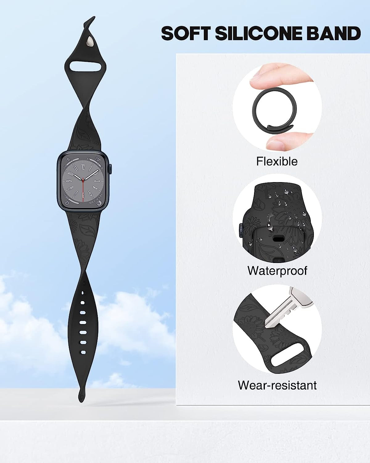 Astorgos 4 Pack Watch Band Compatible with Apple Watch Band 38Mm 40Mm 41Mm, Apple Watch SE, SE2 Series 8/7/6/5/4/3/2/1, Engraved Sport Silicone Strap Replacement Wristband  Astorgos   