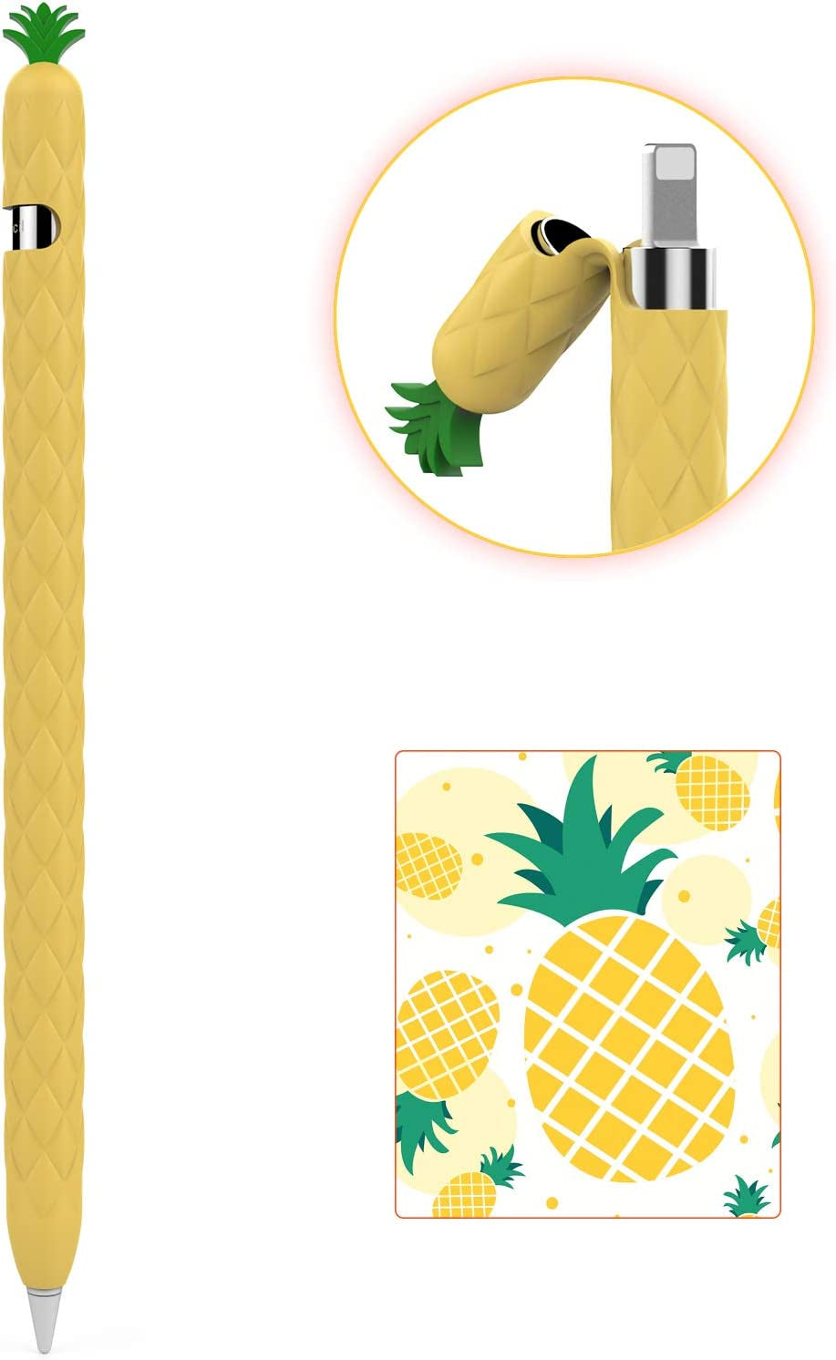 Ahastyle Ipencil Case Sleeve Cute Fruit Design Silicone Soft Protective Cover Accessories Compatible with Apple Pencil 1St Generation (Yellow)  AHASTYLE   