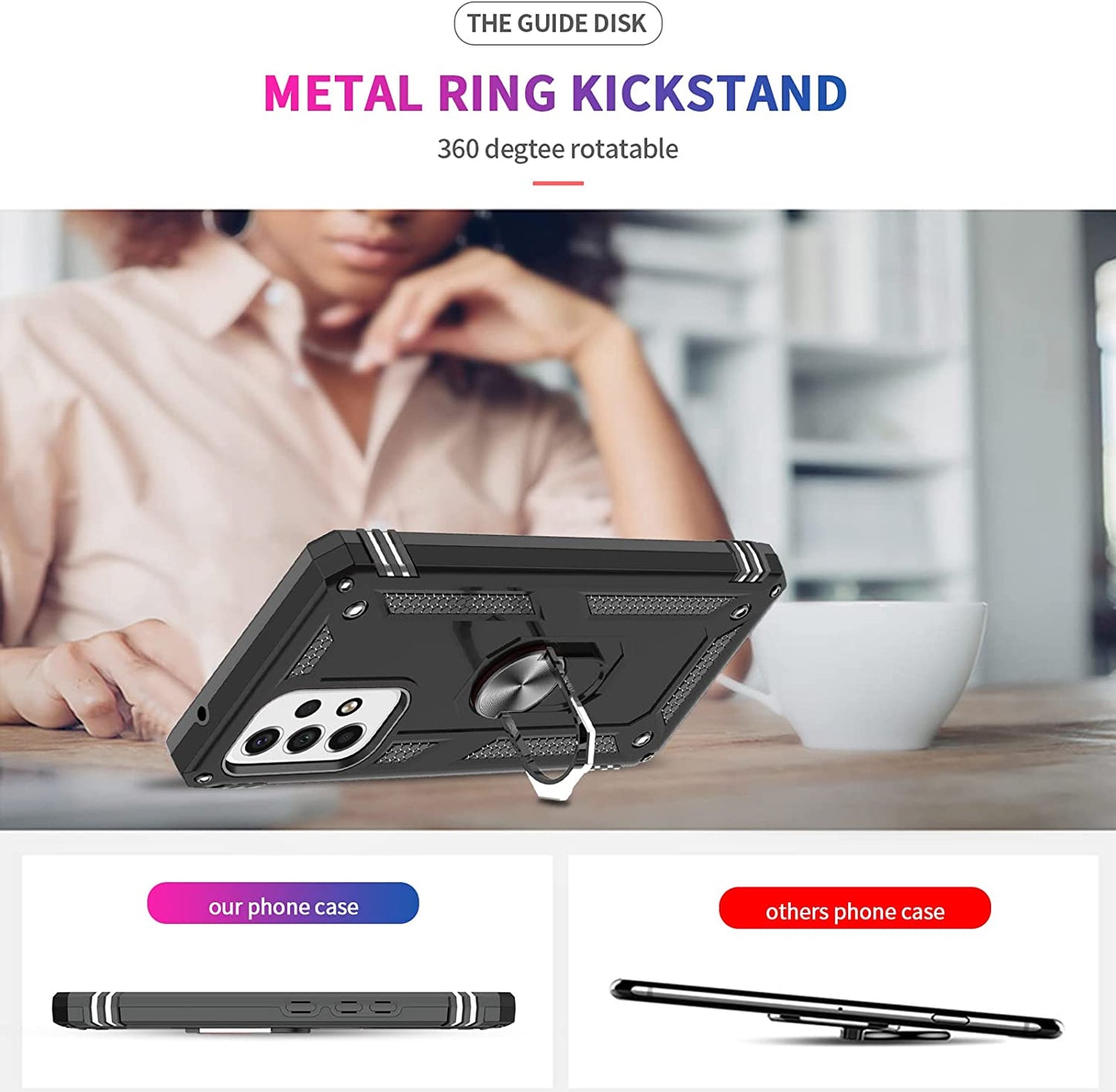 Leyi for Galaxy A53 5G Case with [2 Pack] Screen Protectors, A53 5G Case [Military-Grade] Shockproof Protective Case, Samsung Galaxy A53 Ring Kickstand Phone Cover Case for Samsung A53 5G, Black  LeYi   