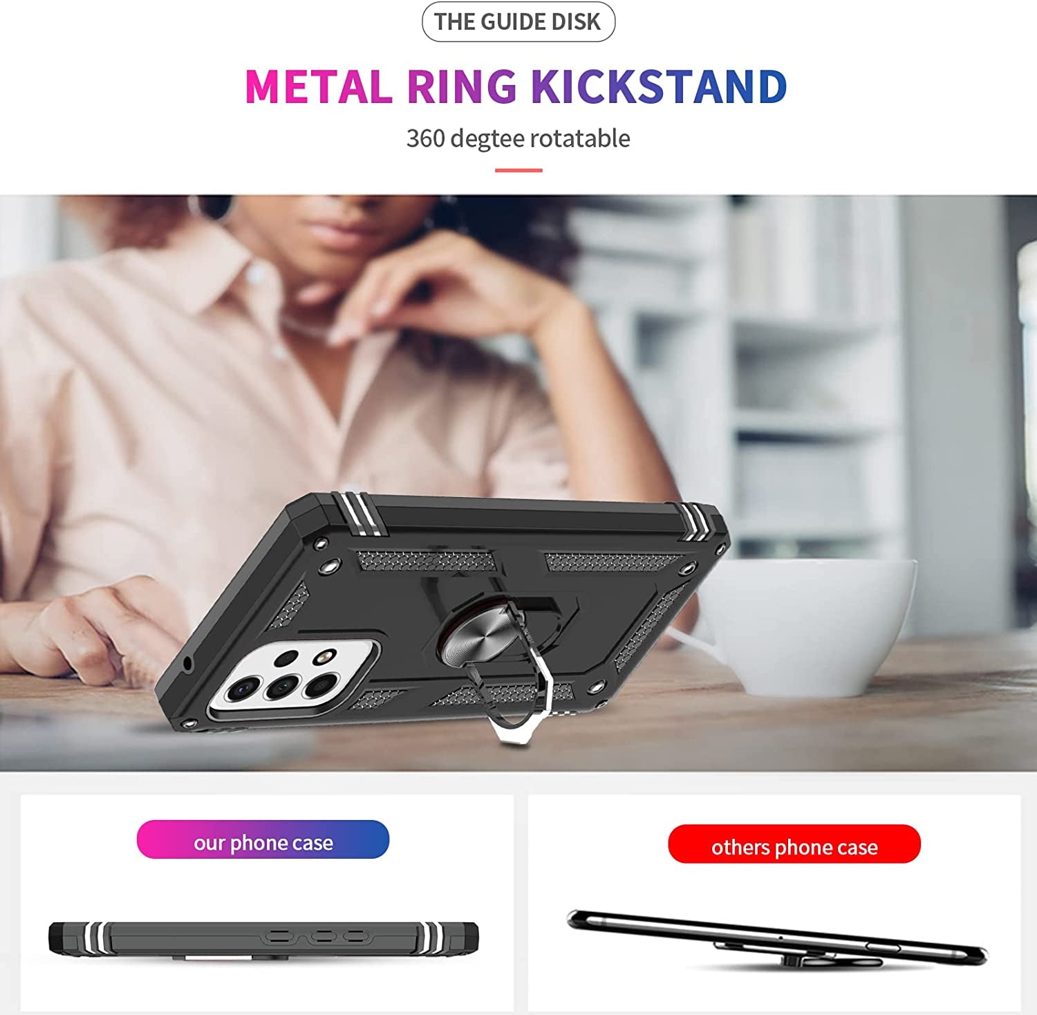 Leyi for Galaxy A53 5G Case with [2 Pack] Screen Protectors, A53 5G Case [Military-Grade] Shockproof Protective Case, Samsung Galaxy A53 Ring Kickstand Phone Cover Case for Samsung A53 5G, Black  LeYi   