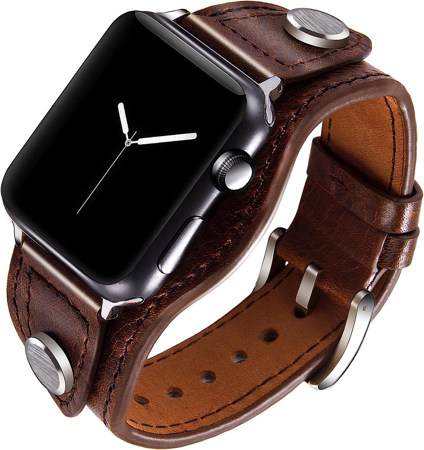 Vikoros Leather Cuff Bracelet Compatible with Apple Watch Band Iwatch Series 8 7 6 5 4 3 2 1 SE Ultra 38Mm 40Mm 41Mm 44Mm 42Mm 45Mm 49Mm for Men Women, Vintage Western Luxury Designer Leather Strap with Stainless Buckle  Vikoros Coffee 38/40/41mm 