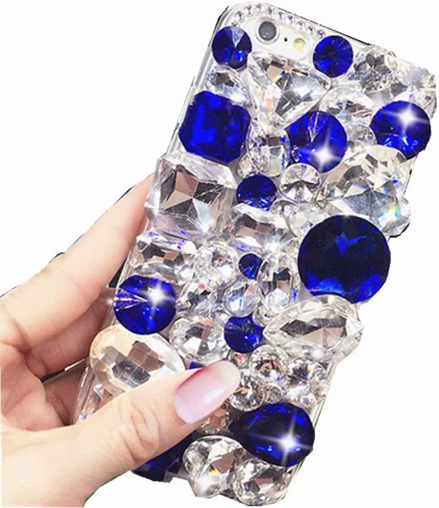 LG G8 Thinq Case,Lg G8 Case,Lg Alpha Full Crystal Diamond Case, 3D Handmade Finger Buckle Luxury Fur Ball Sparkle Crystal Rhinestone Diamond Glitter Bling TPU Case for LG G8 Thinq(Angel/Green)  YuXia Clear / Blue  