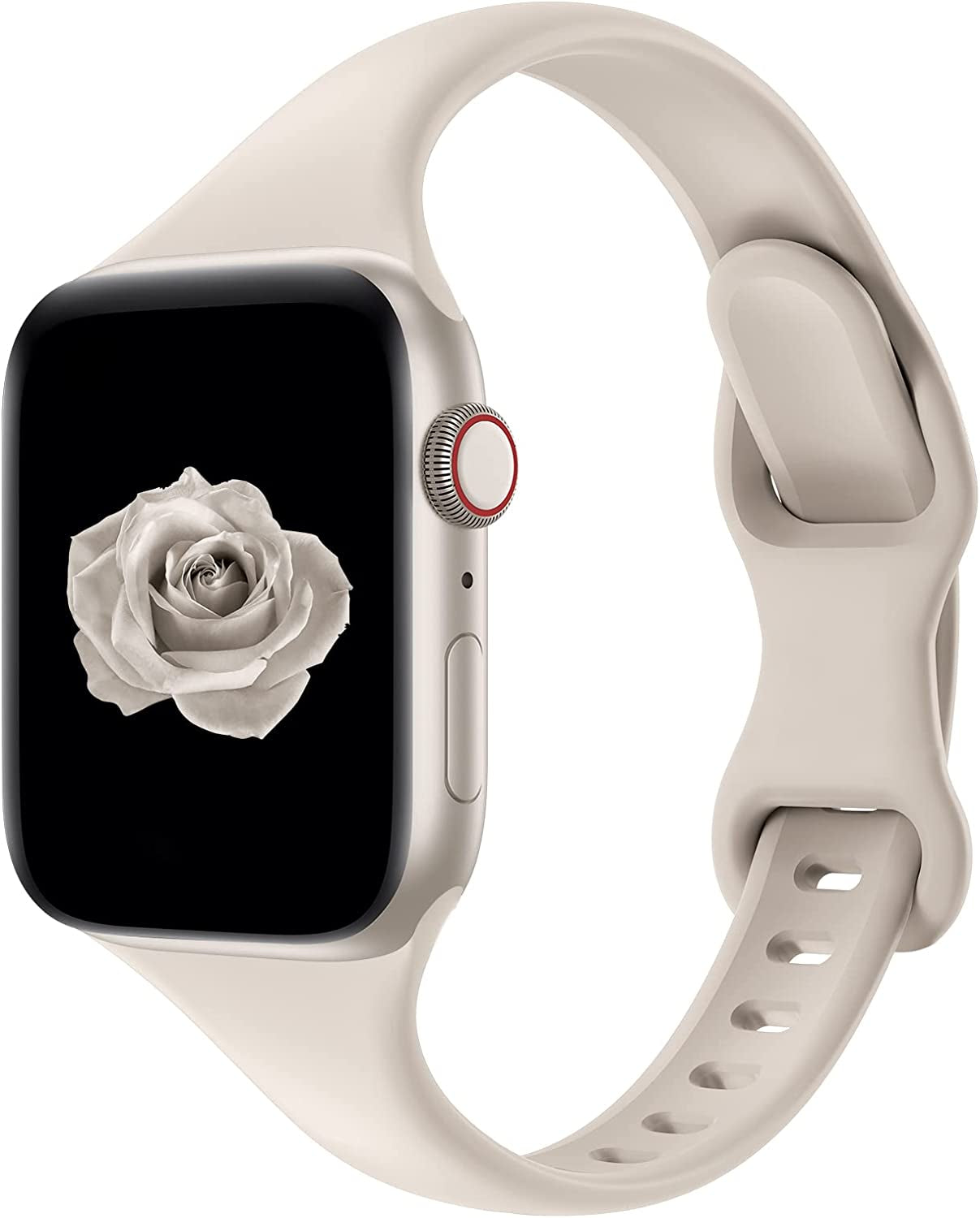 Acrbiutu Bands Compatible with Apple Watch 38Mm 40Mm 41Mm 42Mm 44Mm 45Mm 49Mm, Slim Thin Narrow Replacement Silicone Sport Strap Wristbands for Iwatch Series Ultra 8/7/6/5/4/3/2/1 SE Women Men  Acrbiutu #A,Starlight 38/40/41mm 