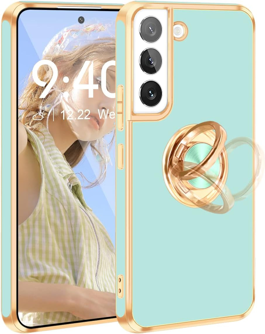 Fingic Samsung Galaxy S22 Case, Galaxy S22 Case with 360° Ring Holder Slim Kickstand Magnetic Support Car Mount Women Girls Soft TPU Protective Phone Case for Samsung Galaxy S22 6.1", Purple  Fingic Teal/Gold  