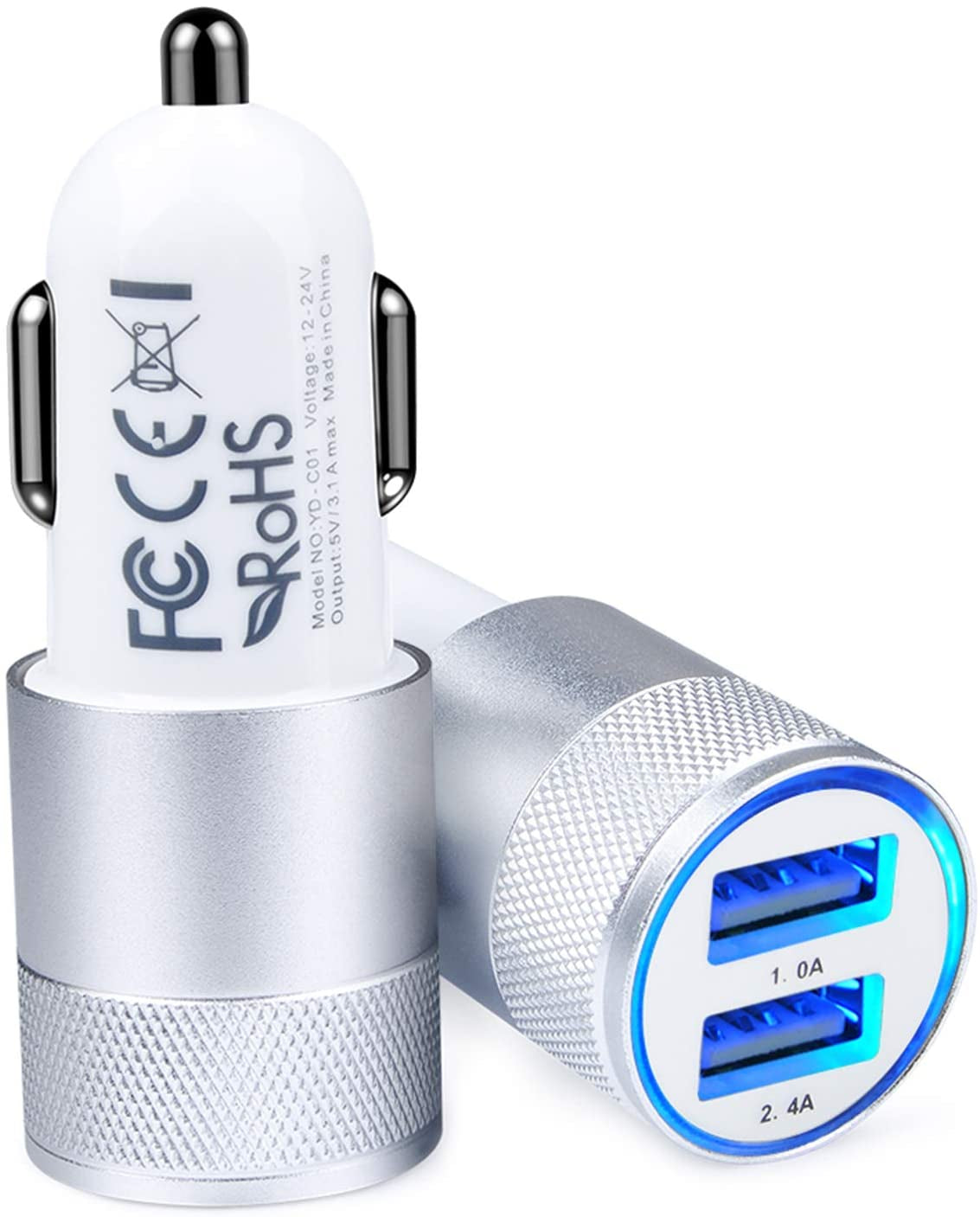 Car Charger, [2Pack/3.4A] Fast Charge Dual Port USB Cargador Carro Lighter Adapter for Iphone 14 13 12 11 Pro Max X XR XS 8 plus 6S, Ipad, Samsung Galaxy S22 S21 S10 plus S7 J7 S10E S9 Note 8, LG, GPS  Shenzhen Chuangqingchun Technology co. ltd White  