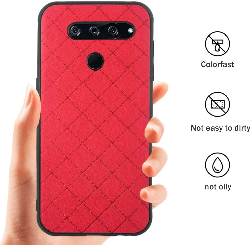 Asuwish Phone Case for LG V40 Thinq Soft Rubber Case,Shock Resistant Rugged Lightweight Flexible Anti-Slip Slim Fit Full Body Protective Rubber Phone Cover for Lgv40Thinq LGV40 V 40 Thin Q Women Red  Asuwish   