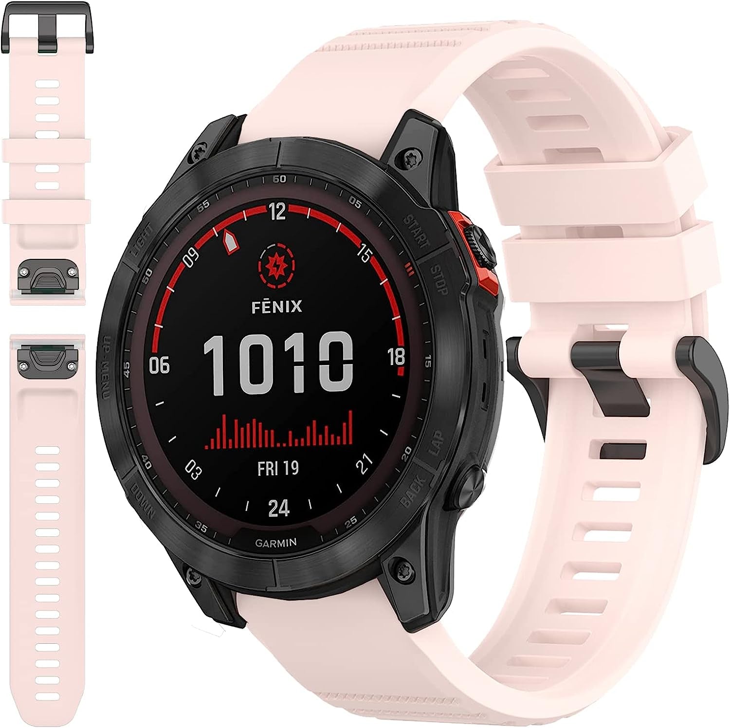 Miimall Compatible for Garmin Fenix 7X Silicone Band, Soft Sport Watch Wristband Women Man Flexible Replacement Band Strap for Garmin Fenix 26Mm 7X/7X Solar/7X Sapphire Solar/6X/5X(Black)  Miimall Baby Pink  