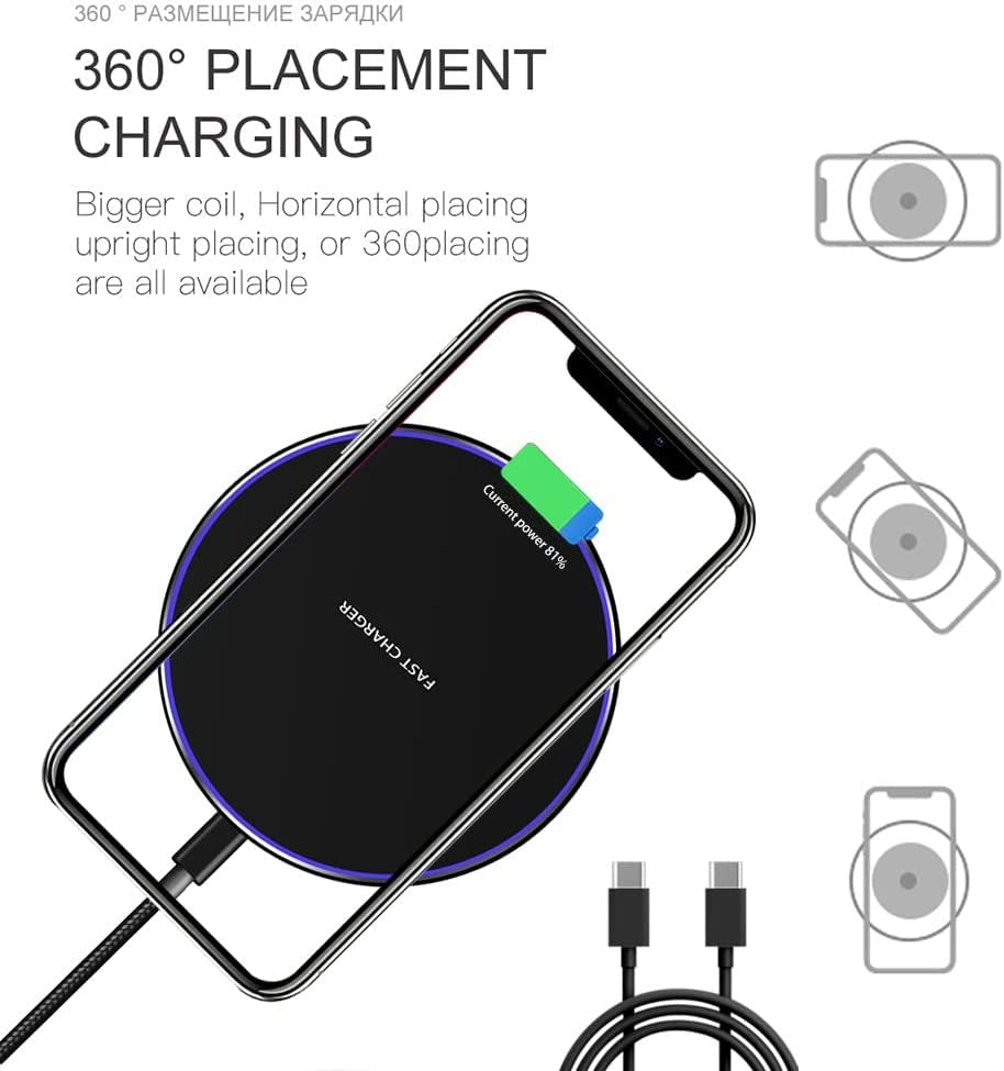 PDKUAI Wireless Charger,20W Max Fast Wireless Charging Pad with Type-C Cable Compatible with Iphone 13 14 12 11/Pro/Mini/Pro Max/Se/X/Xr/8/Airpods,Samsung Galaxy/S22/S21/Note 20/10(No AC Adapter)  PDKUAI   
