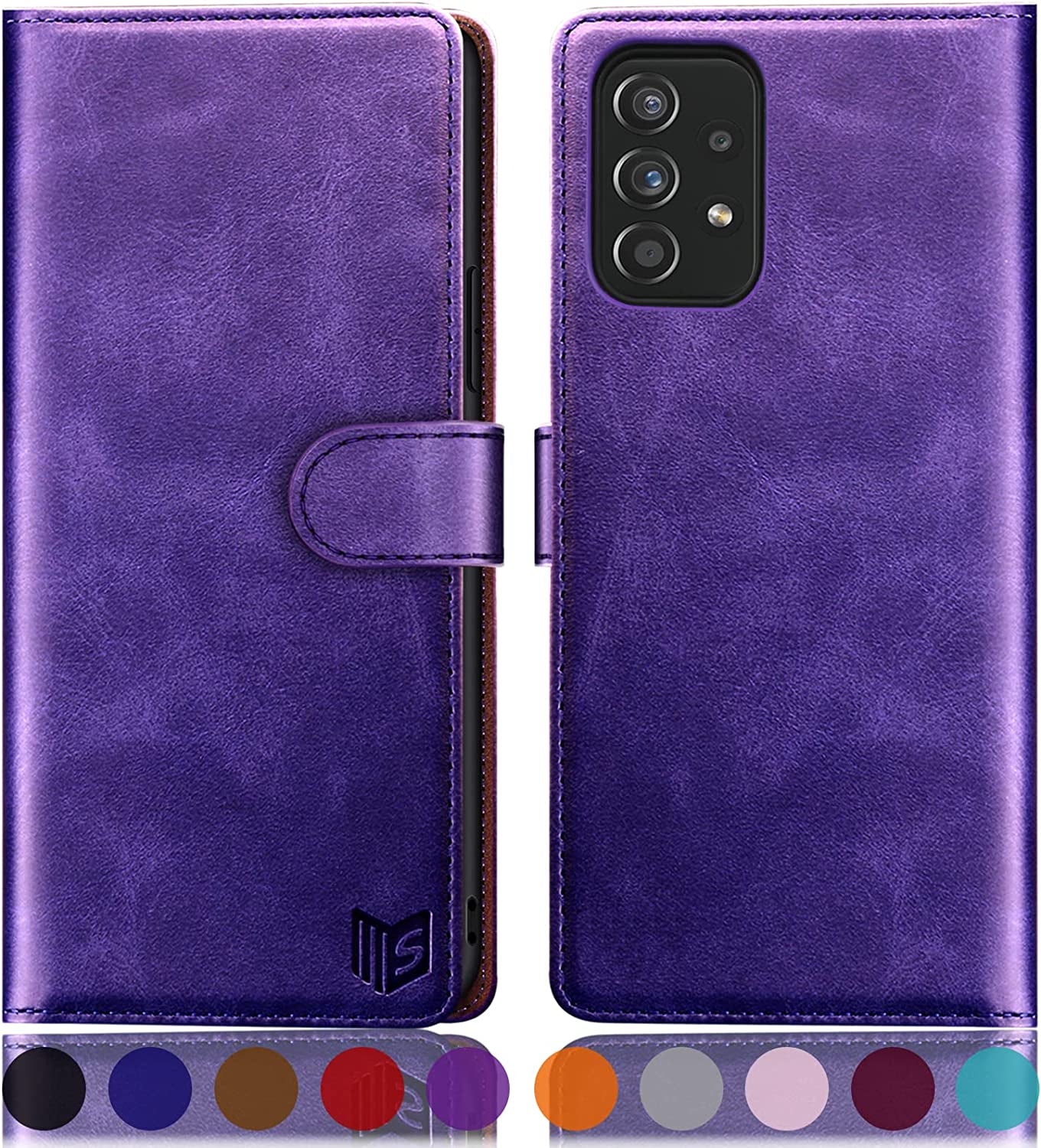 SUANPOT for Samsung Galaxy A53 5G Leather Wallet Case with RFID Credit Card Holder Flip Folio Book Phone Case Shockproof Cover for Women Men for Samsung A53 Case Wallet Light Brown  SUANPOT Purple  