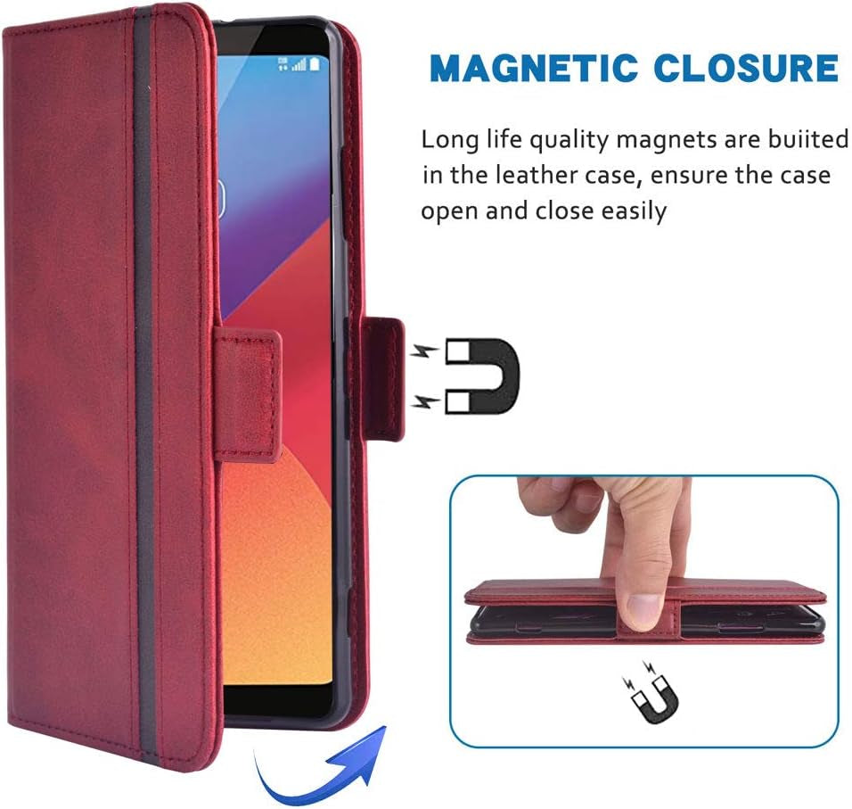 Phone Case for LG G6 5.7 Inch Leather Wallet Cases Credit Card Holder Stand Kickstand Full Body Purse Heavy Duty Protective Hybrid Flip Folio Cover for LGG6 Thinq LG6 Thin Q G 6 plus G6+ 6G Women Red  WWAAYSSXA   
