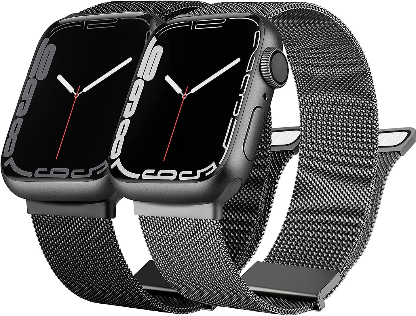 [2 PACK] Metal Stainless Steel Bands Compatible with Apple Watch Bands Series 8 7 6 5 4 3 2 1 SE 41Mm 40Mm 38Mm 42Mm 44Mm 45Mm, Mesh Loop Magnetic Milanese Strap for Iwatch Bands Women Men  Amzpas   