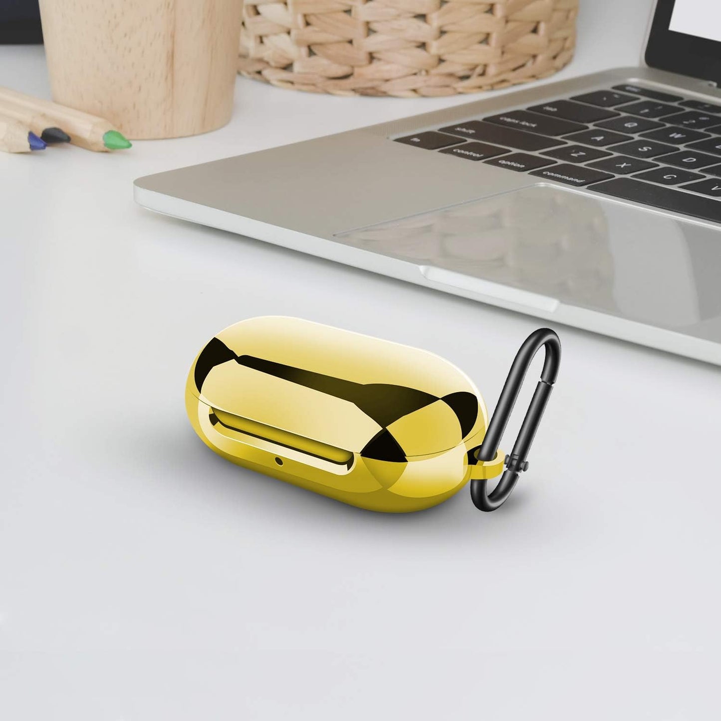 Aiiko Case for Galaxy Buds/Galaxy Buds+Plus 2020,Plated TPU Shockproof Protective Case Cover with Keychain and Carrying Box Accessories Compatible Samsung Galaxy Buds(Support Wireless Charging),Gold  Aiiko   