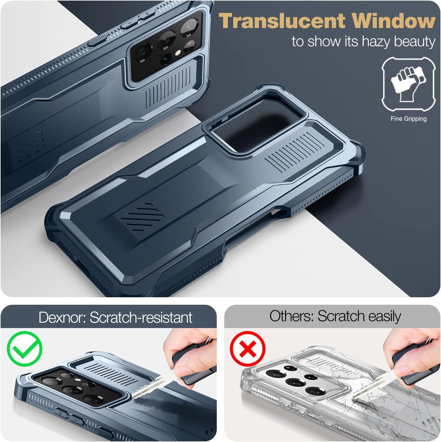 Dexnor for Samsung Galaxy S21 Ultra Case with Screen Protector & S Pen Slot(S Pen Not Included) Dual Layer Cover, 360 Full Body Protective Shockproof Heavy Duty Bumper for S21 Ultra 6.8 Inch-Blue  Dexnor   