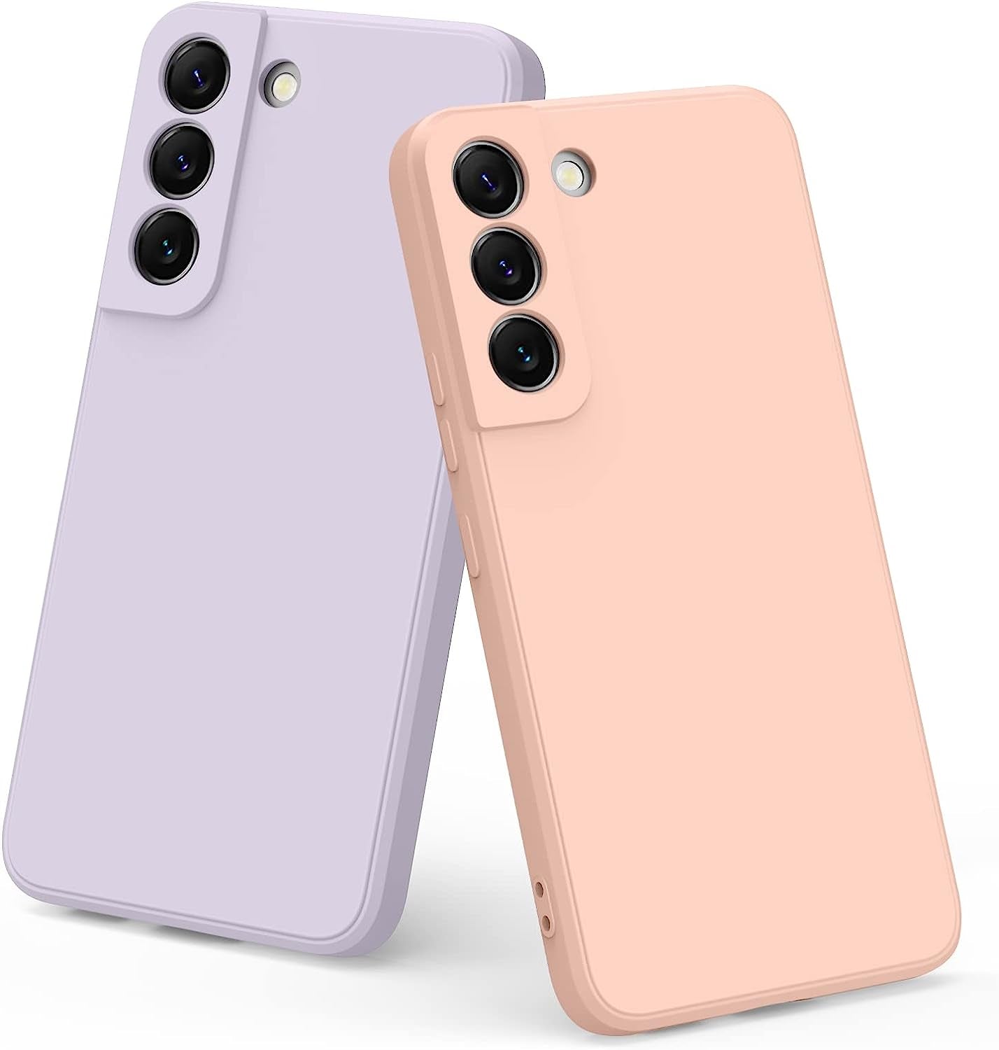 Vanjua [2 Pack] for Samsung Galaxy S22 Case, Stylish Liquid Silicone Slim Full-Body Protective Cover for Samsung Galaxy S22 5G 6.1 Inch Phone Case (Navy Blue+Light Cyan)  Vanjua Violet+Pink  