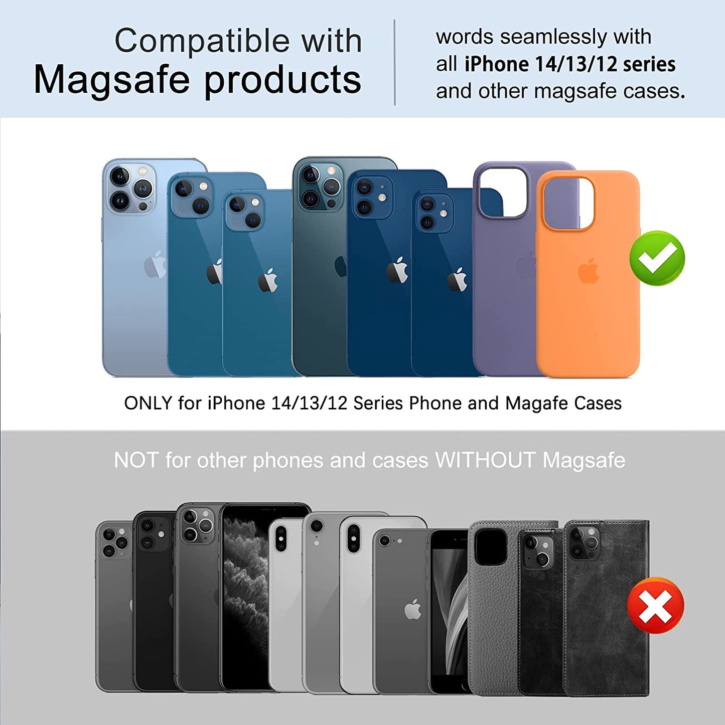 FYY Card Holder for Back of Phone, Stick on Wallet Magsafe Upgrade Strong Magnetic Stand Phone Sleeve, Detachable Phone Card Holder Compatible with Iphone 12/13/14 Pro|Pro MAX, Max 2 Cards, Black  GUANGZHOU WENYI COMMUNICATION EQIPMENT CO.,LTD   