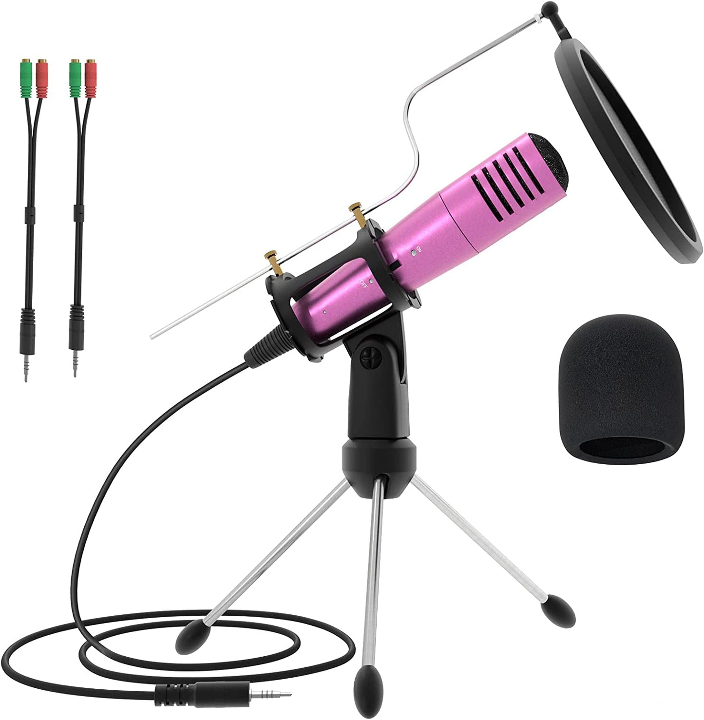 3.5Mm Condenser Microphone,Msizoy Studio Recording Microphone W/Stand for Phone Computer PC MAC Laptop Windows Mini Mic for Youtube Podcast Singing Video Live Stream Conference Facebook Karaoke(Blue)  MSIZOY Pink  