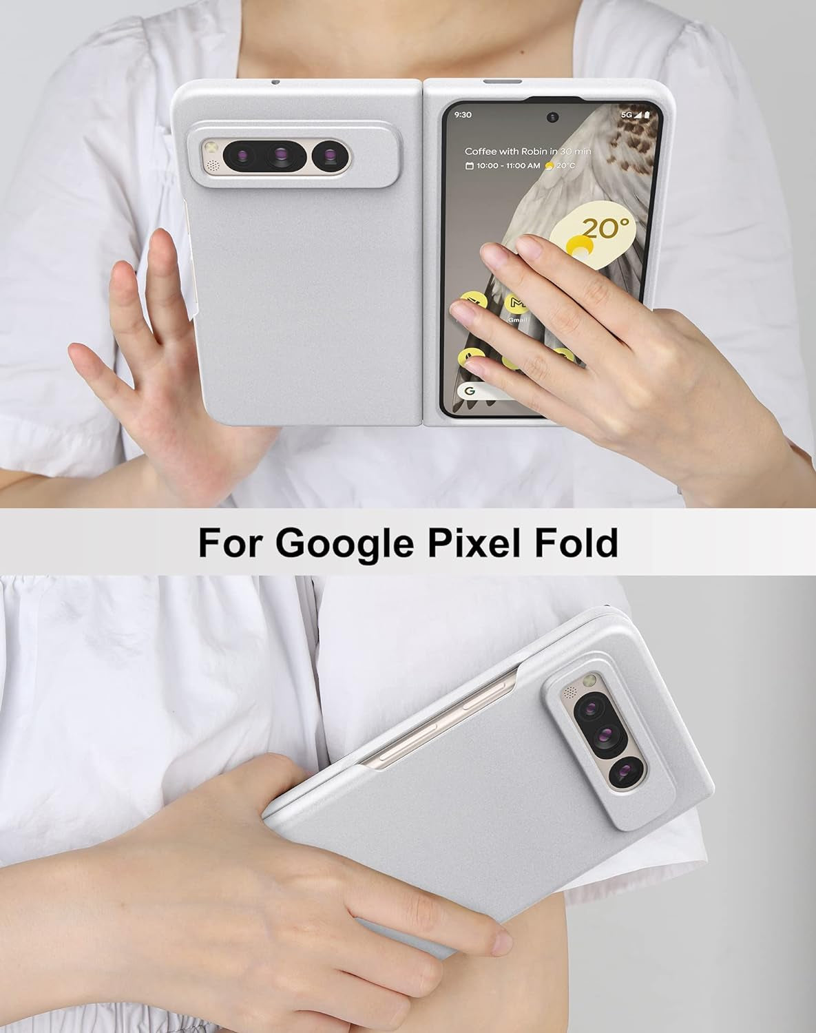 Eastcoo Slim Fit Case for Google Pixel Fold 2023, [Hard PC Back] [Frosted Feel] [Wireless Charging Support] Lightweight Shockproof Case Cover for Google Pixel Fold 5G, Silver  Eastcoo   