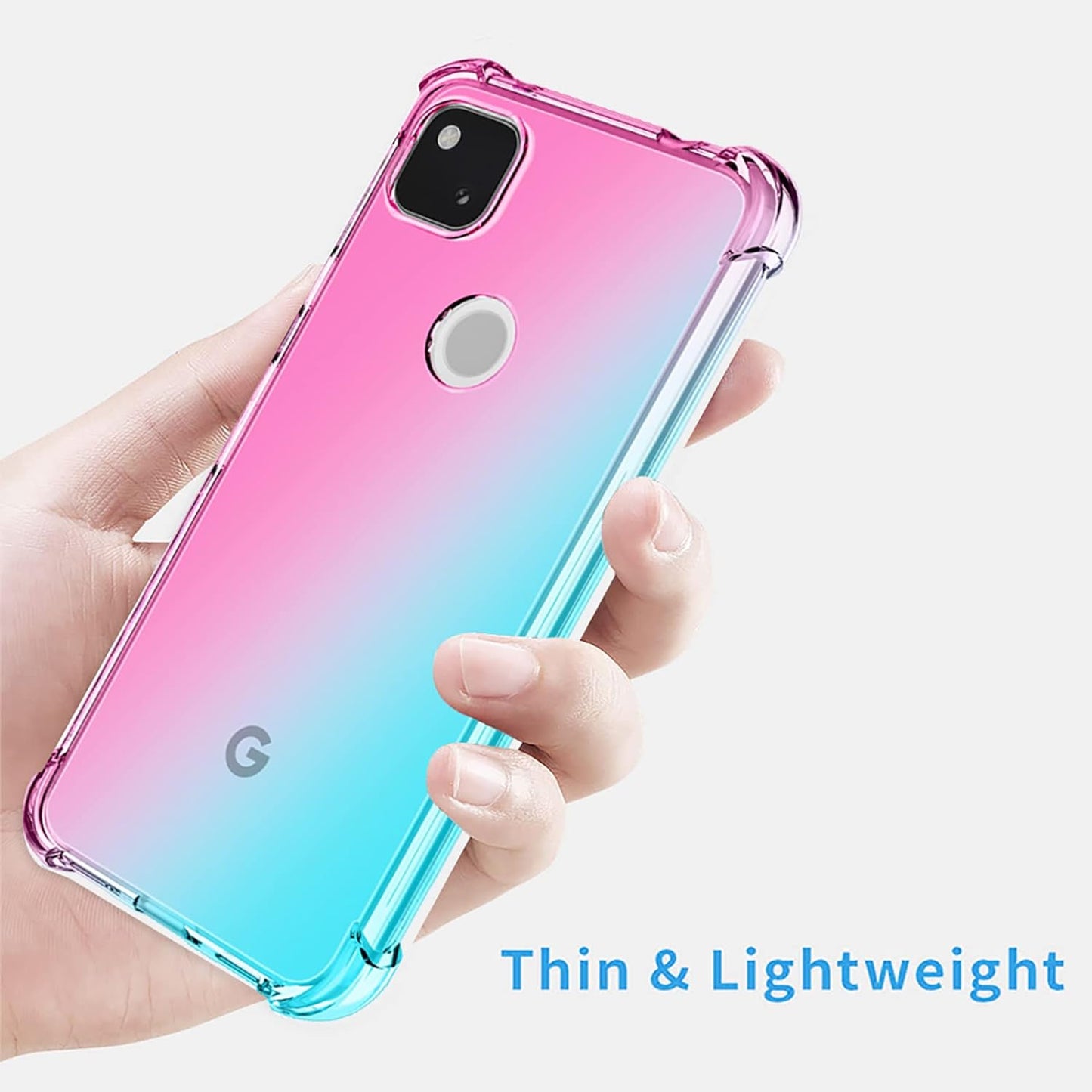 OEURVQO for Pixel 4A Google 4A Case [Not Fit 4A 5G] Clear Cute Gradient Colorful Slim Soft TPU Shockproof Bumper Anti-Scratch Protective Phone Cover for Google Pixel 4A (Pink/Green)  OEURVQO   