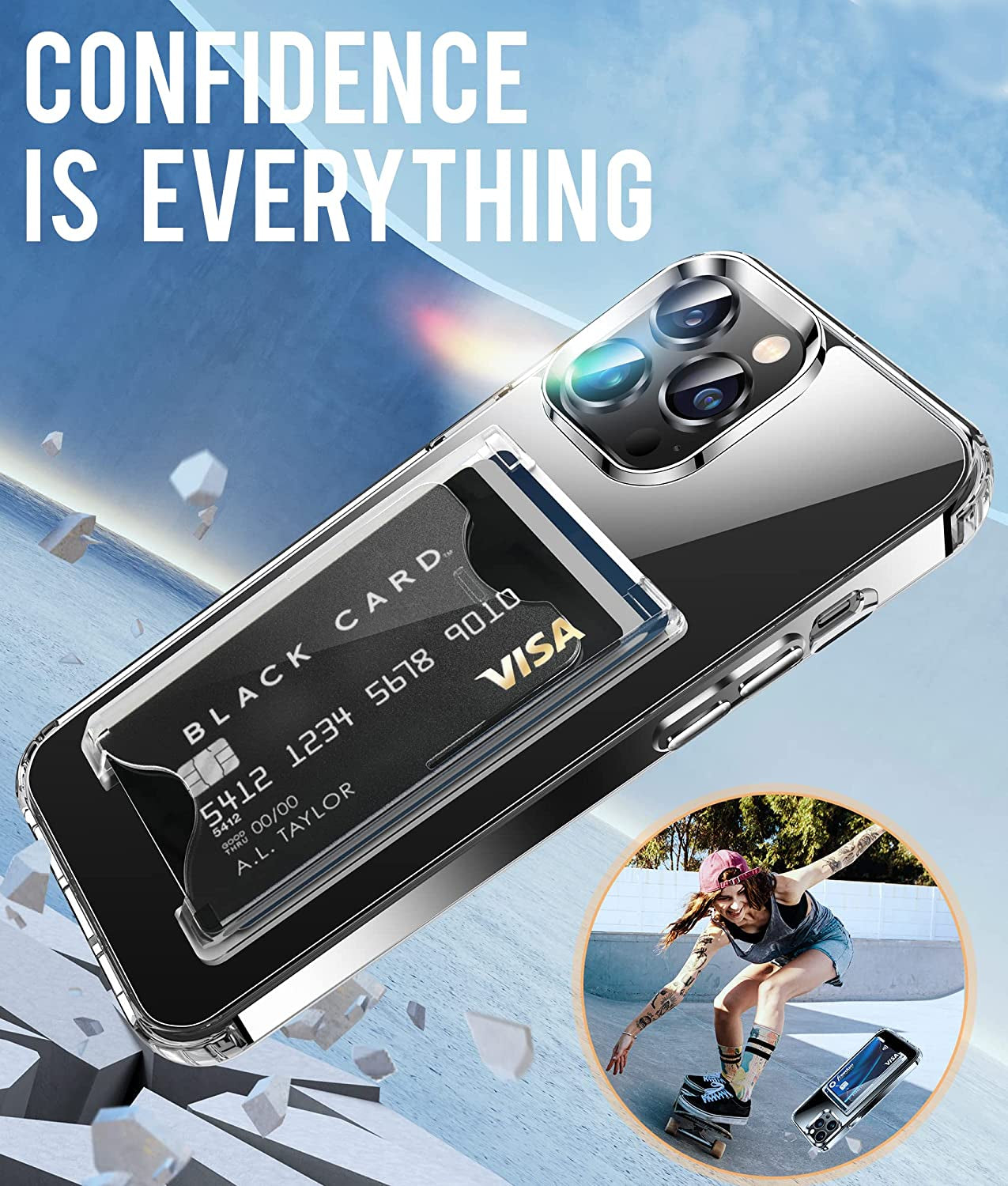 Shields up Designed for Iphone 14 Pro Wallet Case with Card Holder Magnetic [3 Cards] Compatible with Magsafe, Crystal Clear [Anti-Yellowing Technology] Slim Shockproof Protective Cover - Clear  Shields Up inc   