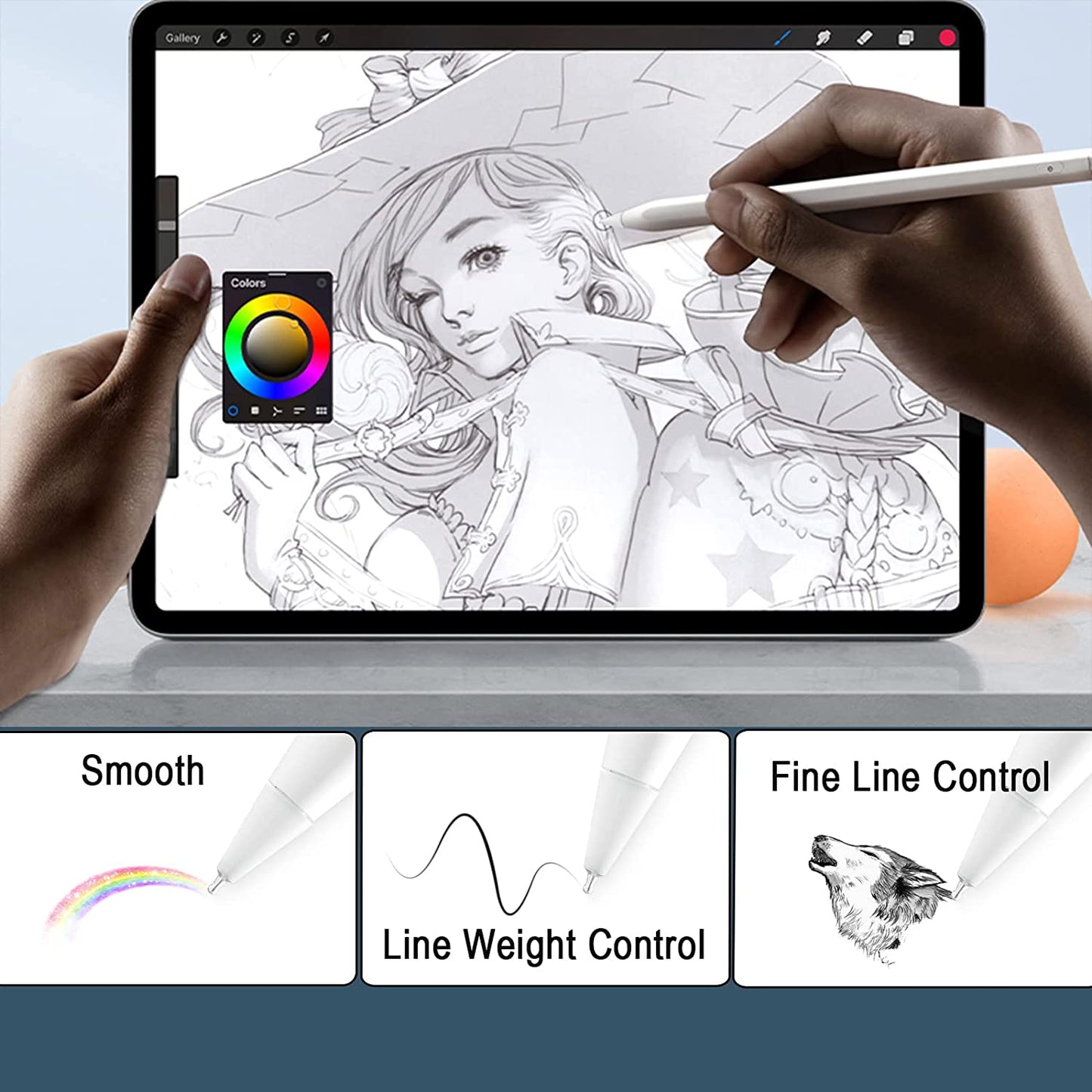 Upgraded Fine Point Pen like Writing Pencil Tips Compatible with Apple Pencil Gen 1St,2Nd, Paper-Feel Wear Out Resistance Ipad Pencil Nibs Fits for Apple Ipad Pro Pen,2 Pack White  BPOPO   