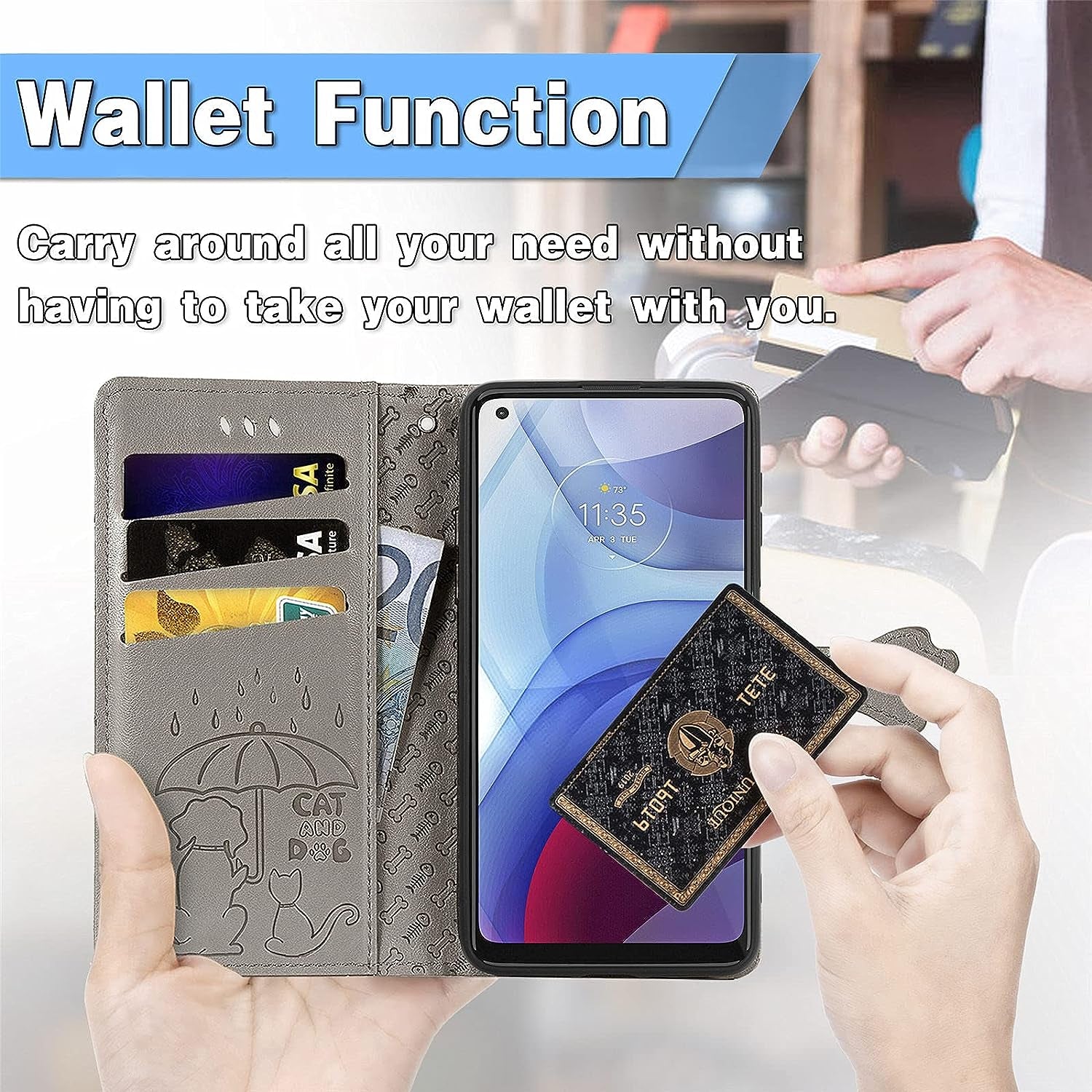 Ccsmall Oneplus Nord N200 Cartoon Girl Wallet Case,Kawaii Cat Dog Style Flip Phone Cover with ID Card Holder & Kickstand PU Leather Magnetic Clasp Case for Oneplus Nord N200 MG Grey  CCSmall   