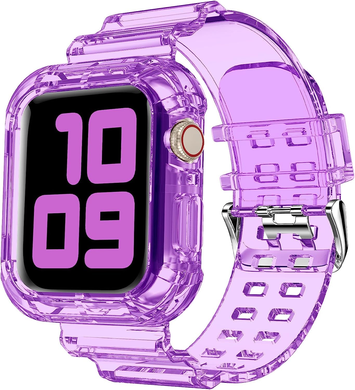 DABAOZA Compatible for Clear Apple Watch Band 38Mm 40Mm 41Mm 42Mm 44Mm 45Mm with Case, Women Girl Glitter Clear Bling Crystal Sport Strap and Bumper for Iwatch Band Ultra SE Series 8/7/6/5/4/3/2/1  DABAOZA Clear Purple 45mm/44mm/42mm 