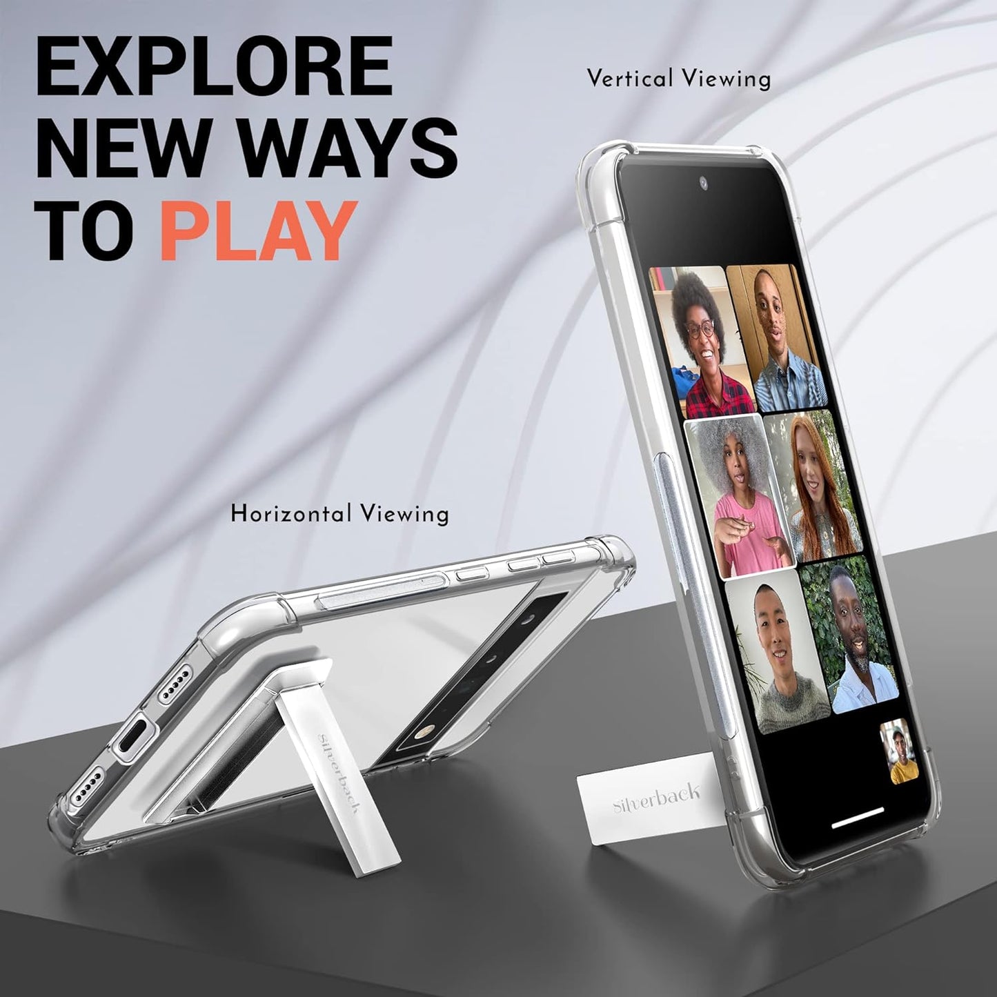 Silverback Compatible with Pixel 6 Pro Case Clear,Two-Way Kickstand Case, Anti-Scratch Protective Shockproof Slim Cover for Google Pixel 6 Pro 5G - Clear  Silverback inc   