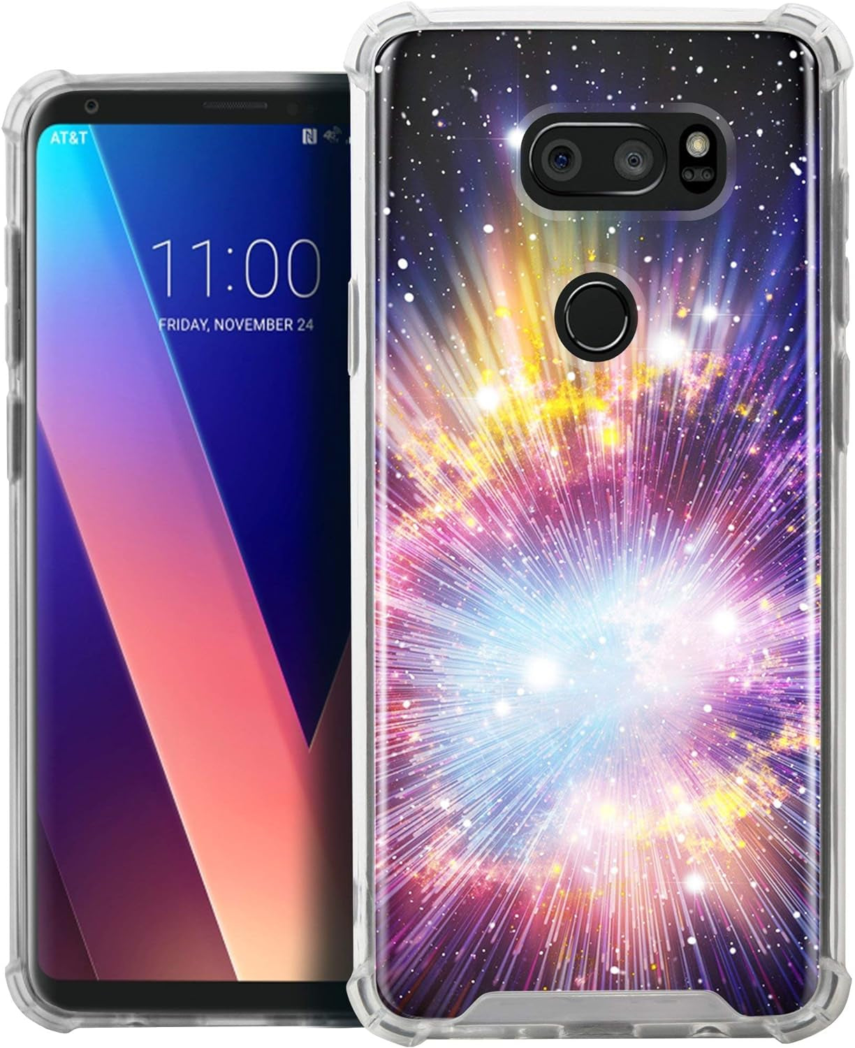 Casesondeck Fitted Case Compatible with [LG V30S Thinq and LG V30] Shock Absorption Bumper Cover Soft TPU Bumper Edges(Lightspeed)  CasesonDeck   