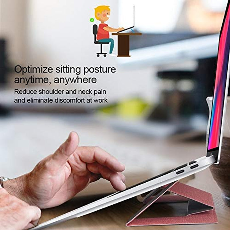 Wig Computer Shelf Build-In Magnetic Design Adjustable Automatic Adsorption Laptop PU Stand (Black) (Color : Black)  wang   