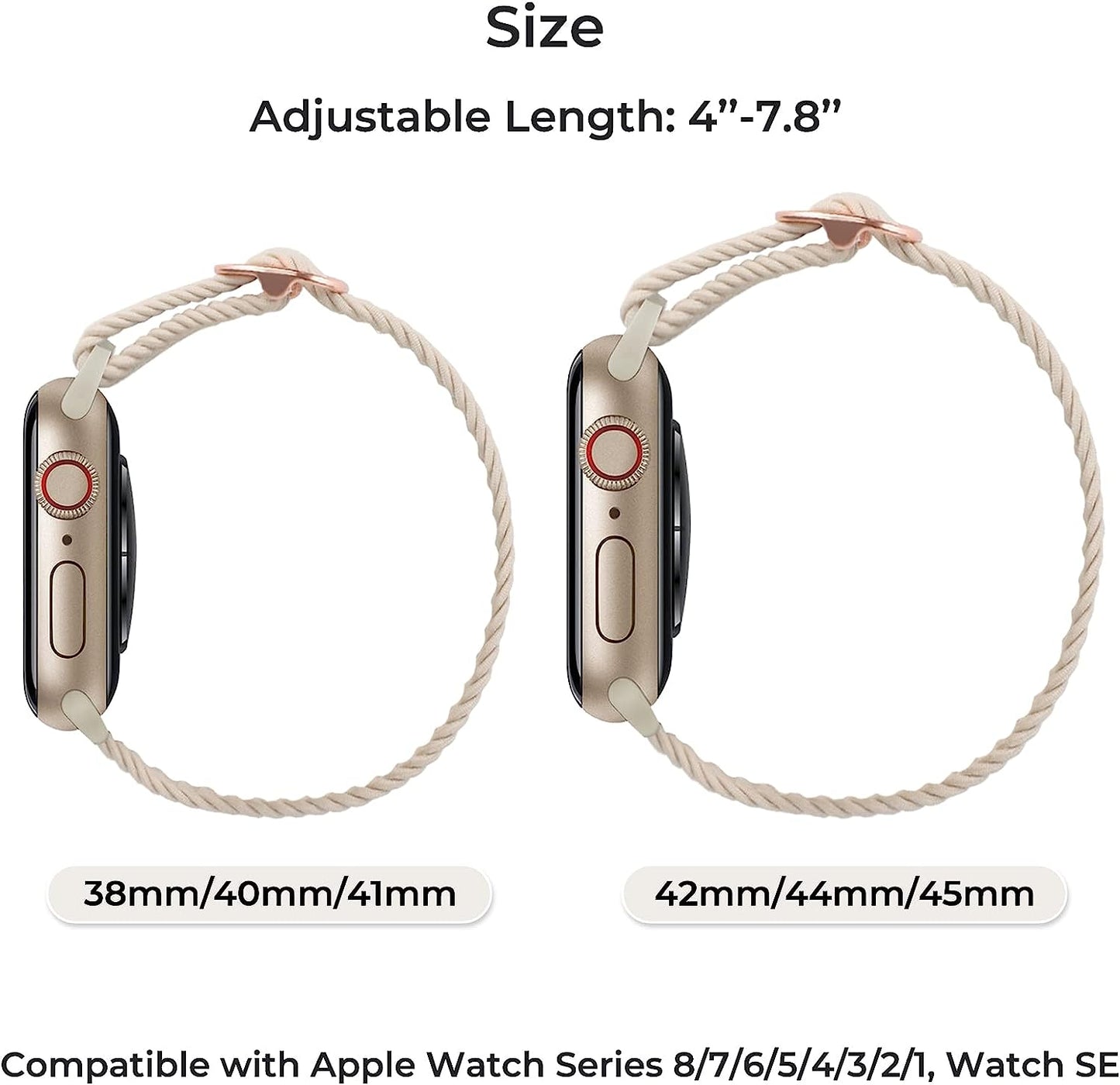 Stretchy Braided Solo Loop Compatible with Apple Watch Bands 38Mm 40Mm 41Mm 42Mm 44Mm 45Mm for Women Men Adjustable Straps Elastic Sport Wristbands for Iwatch Series 8 7 6 SE 5 4 3 2 1 Ultra  MBNIBNVT   